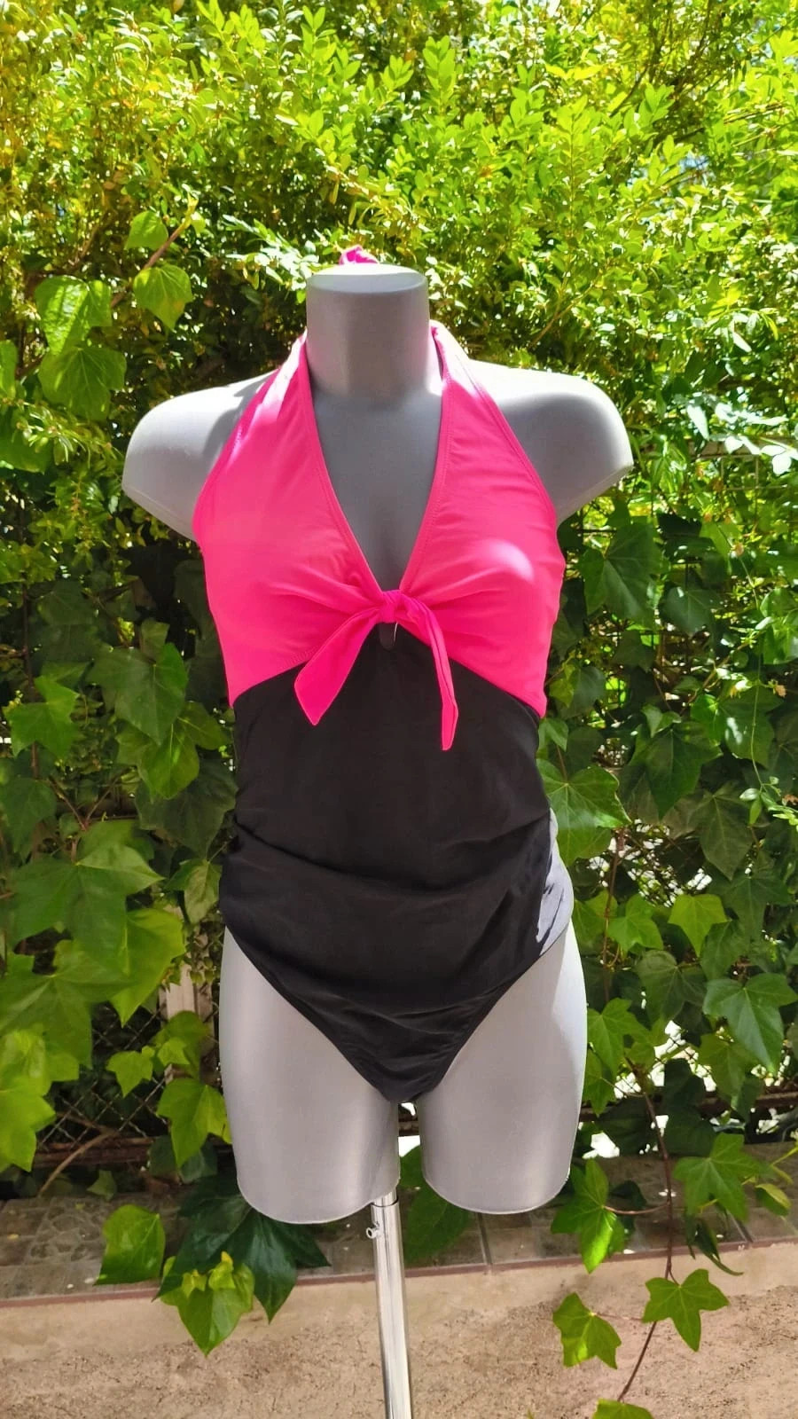 Bañador 🩱 Bicolor Rosa Neón y Negro | Talla XL