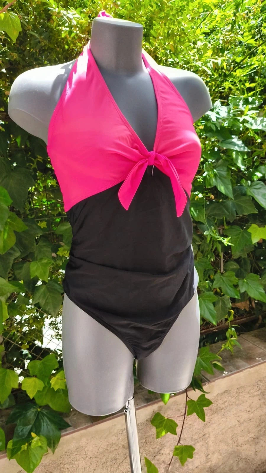 Bañador 🩱 Bicolor Rosa Neón y Negro | Talla XL – Vintage Boutique – taille XL / 42 / 14 4