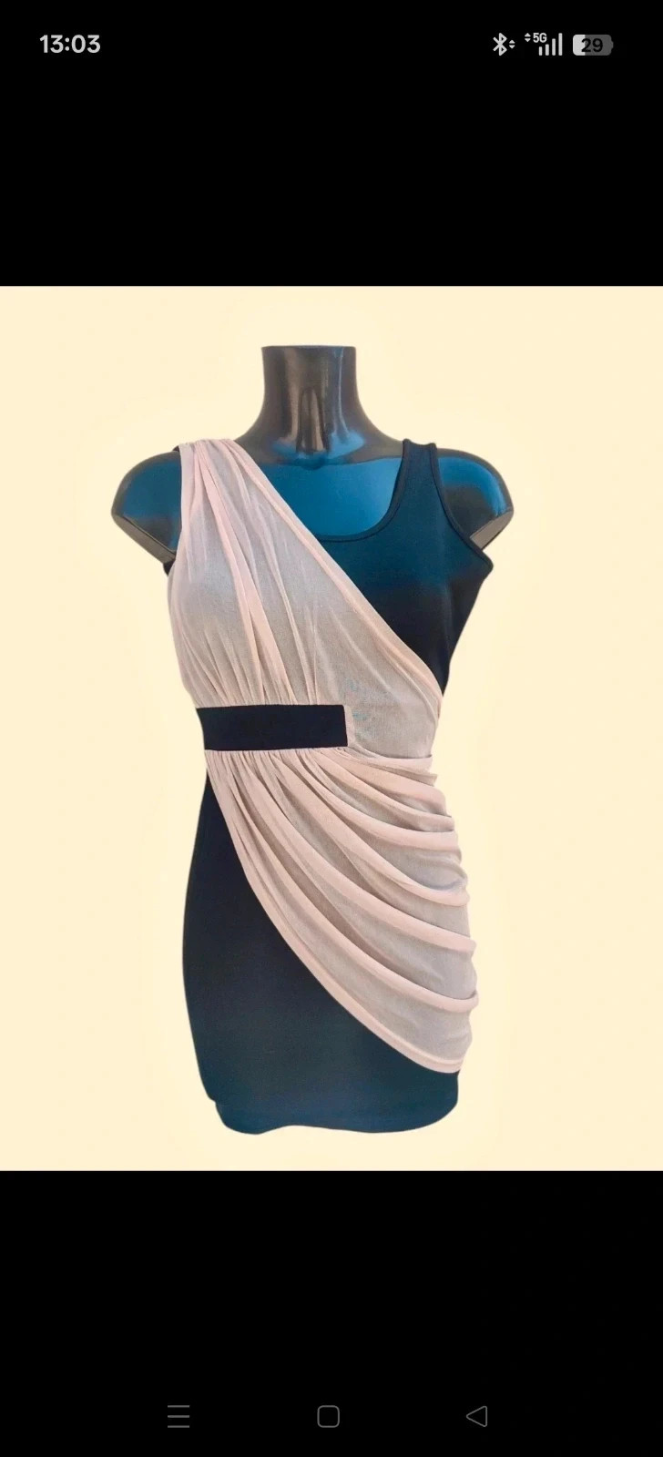 Vestido cóctel Mim drapeado rosa y negro, Talla S