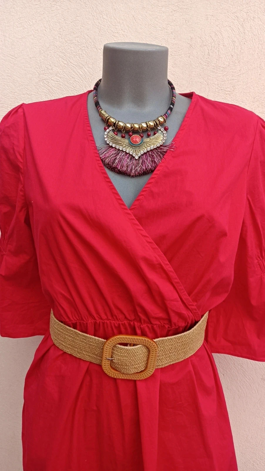 Vestido Rojo Cruzado - Estilo Boho Chic 🌈 – L&M – taille M / 38 / 10 4