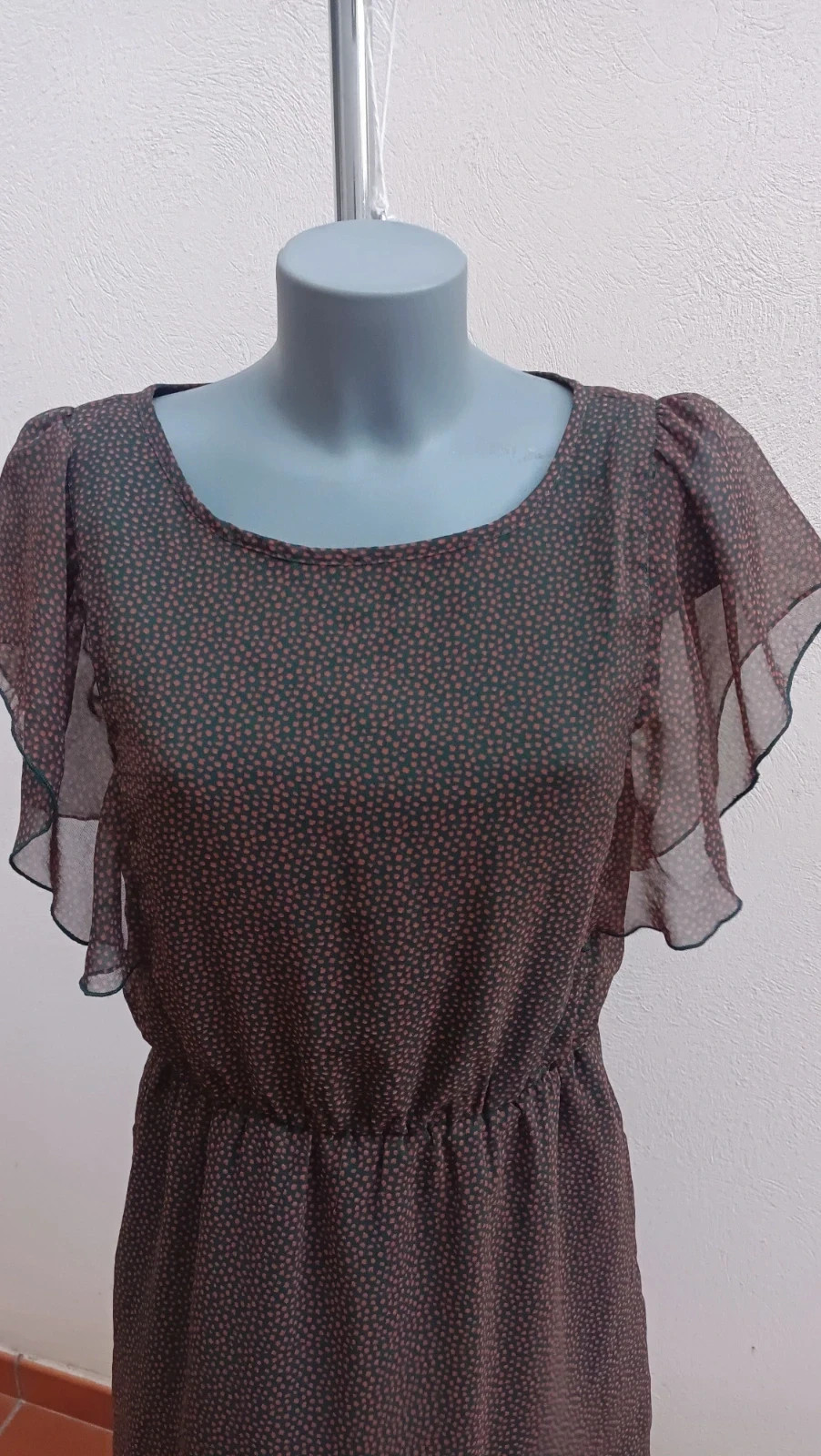 Vestido corto ICHI - Verde oscuro con lunares teja - Talla S 🌈 – ICHI – taille S / 36 / 8 2