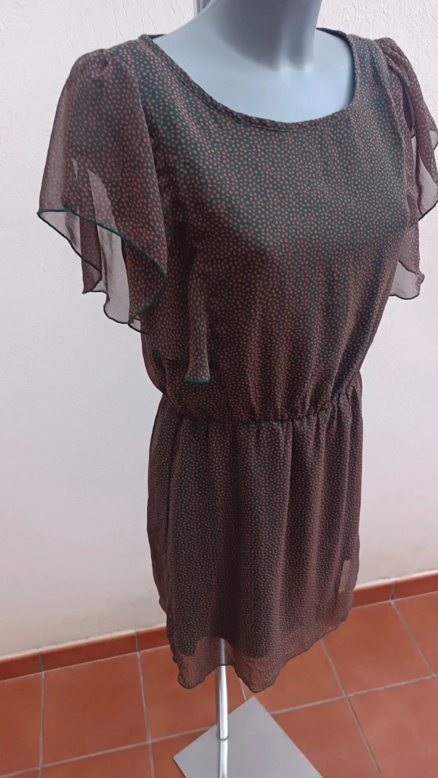 Vestido corto ICHI - Verde oscuro con lunares teja - Talla S 🌈 – ICHI – taille S / 36 / 8 4