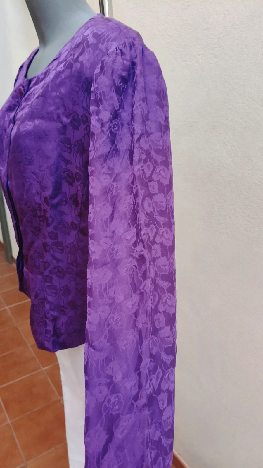 Chaqueta/Blusa Vintage Jacquard Morado Púrpura🌈 – Vintage Dressing – taille XL / 42 / 14 3
