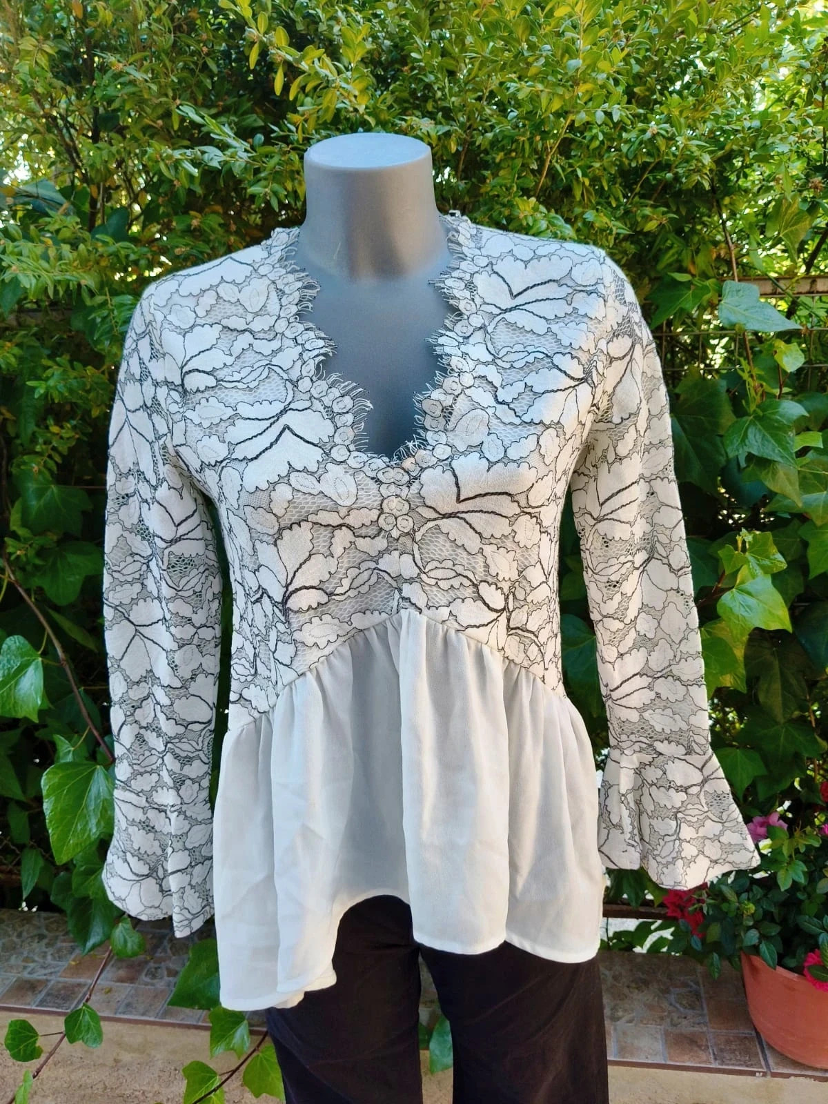 Blusa de Encaje y Gasa Romántica - Boohoo (Talla M / 38) 🌈 – Boohoo – taille M / 38 / 10 2