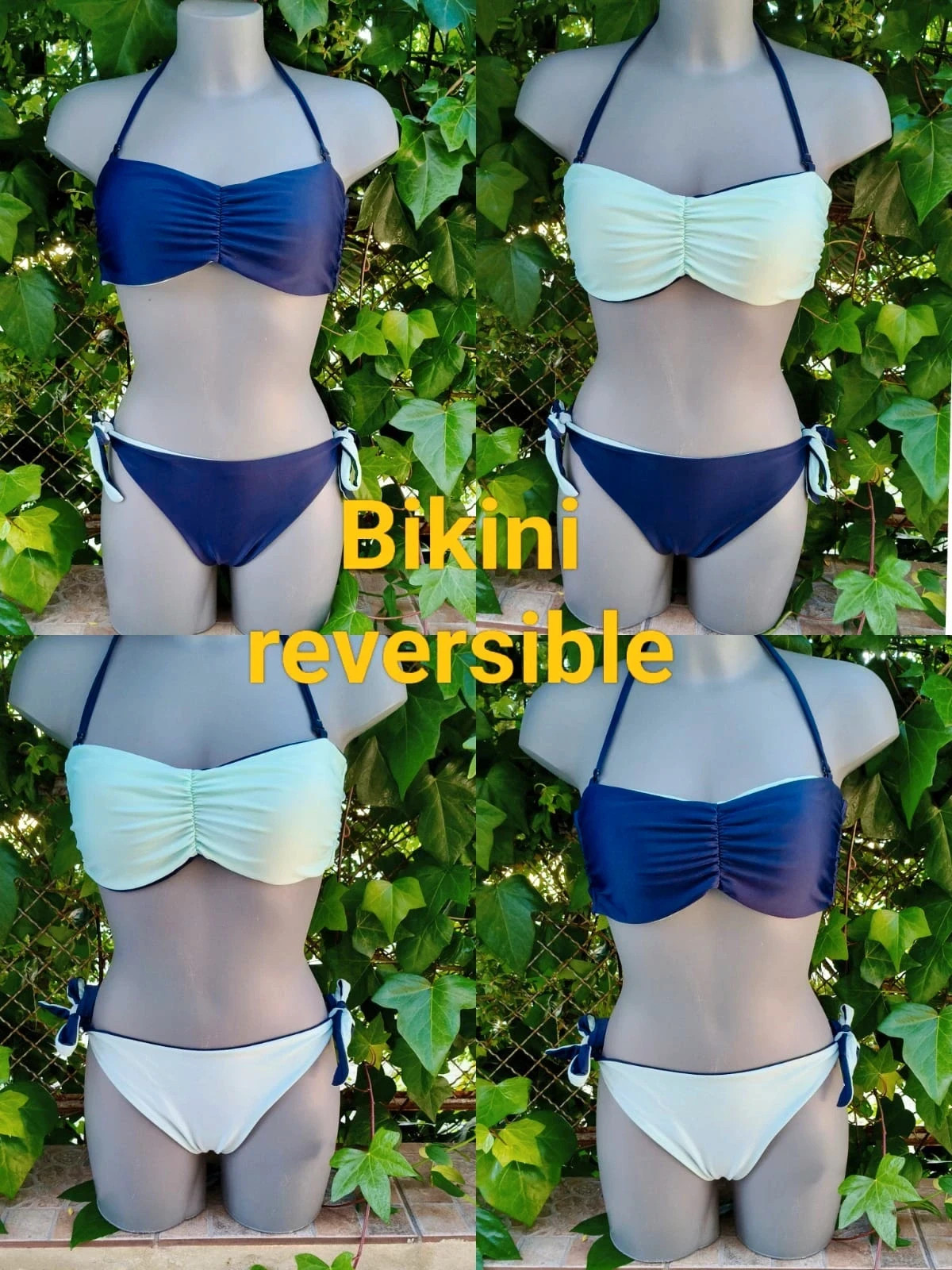 Bikini Reversible 2 en 1 - Azul Marino y Turquesa Claro 🌈 – Summer – taille M / 38 / 10 2