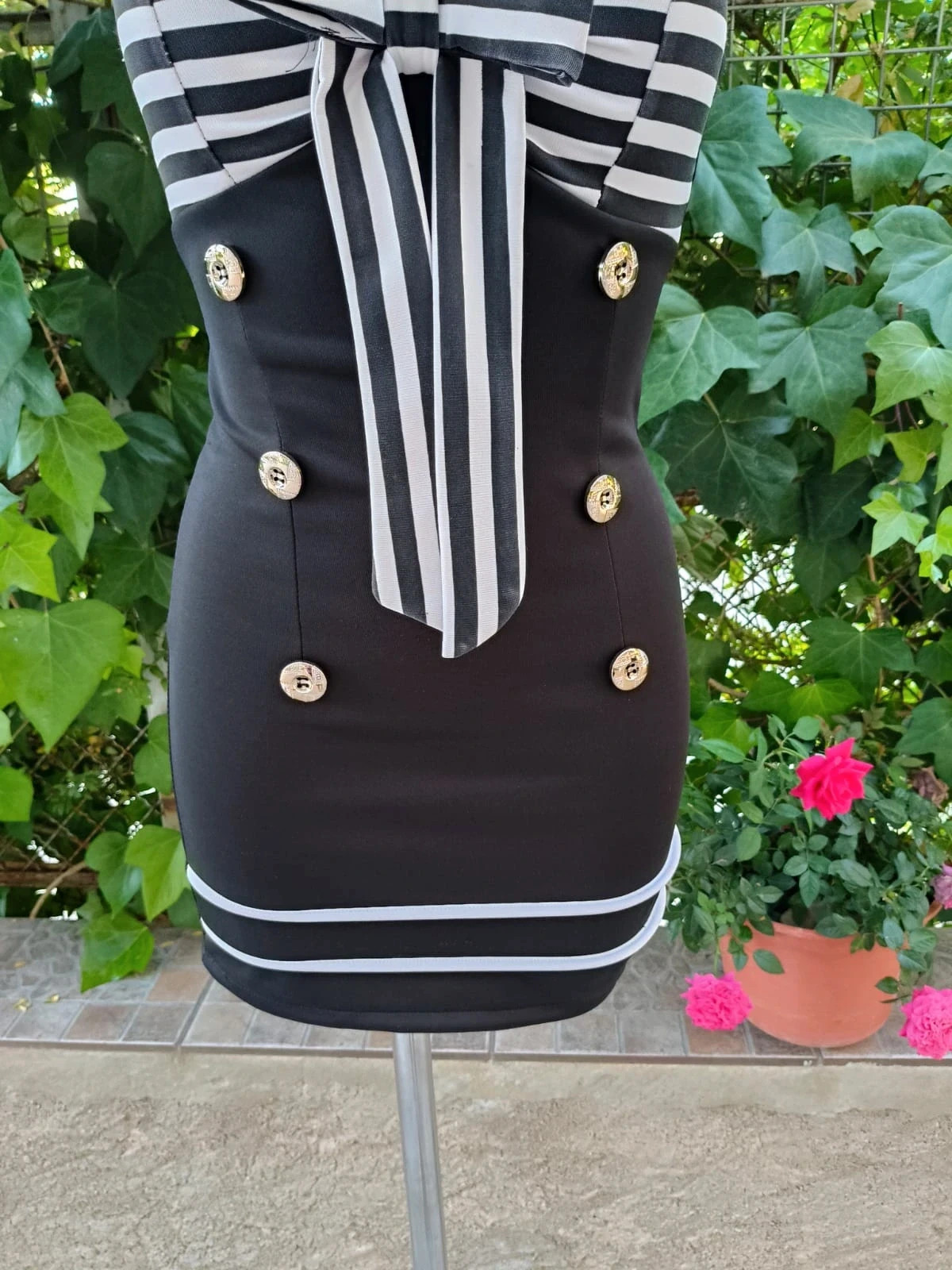 Vestido Mini Estilo Marinero / Pin-up (Con Lazada y Botones) 🌈 – Vintage Boutique – taille XS / 34 / 6 5