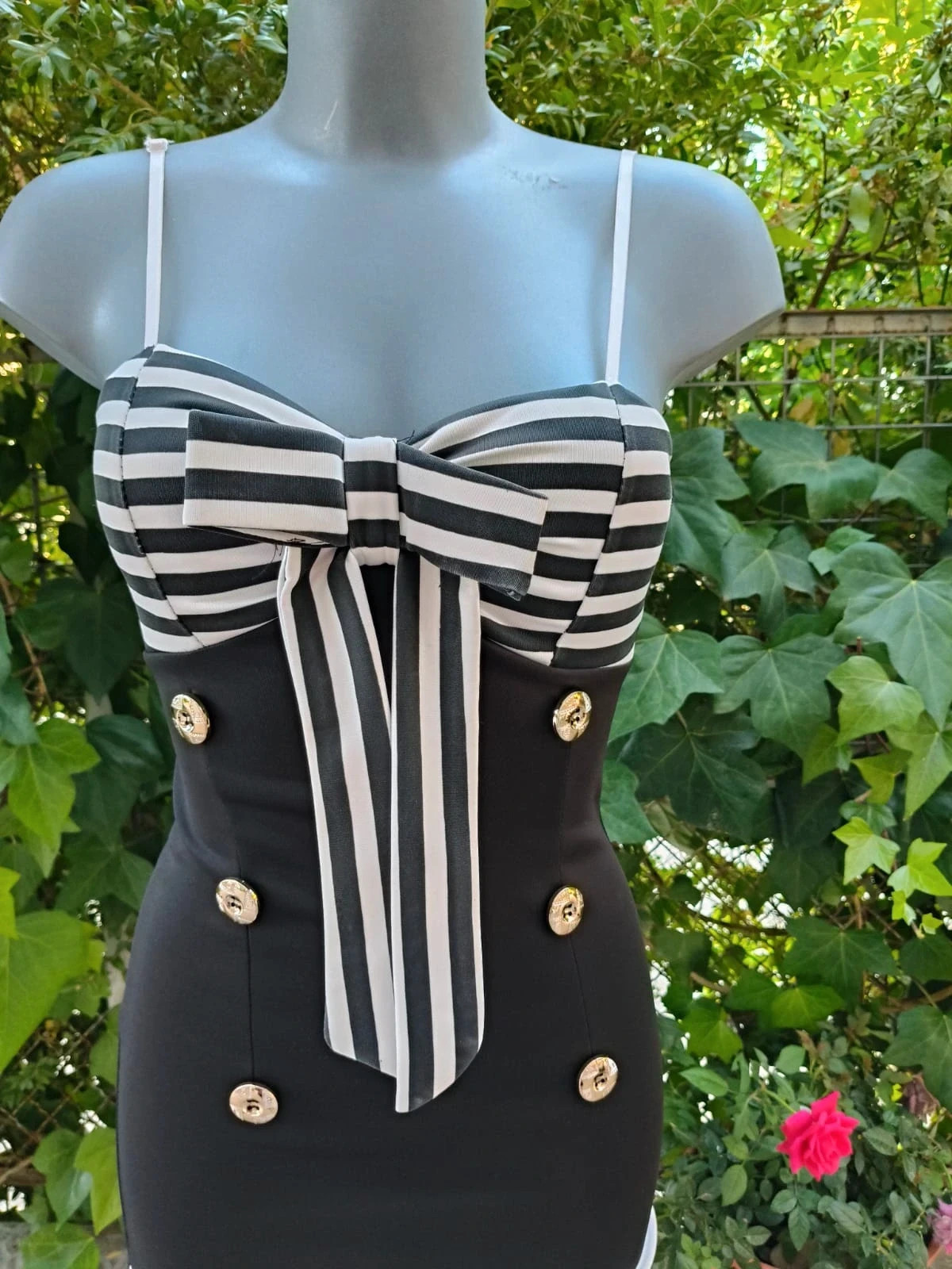 Vestido Mini Estilo Marinero / Pin-up (Con Lazada y Botones) 🌈 – Vintage Boutique – taille XS / 34 / 6 4