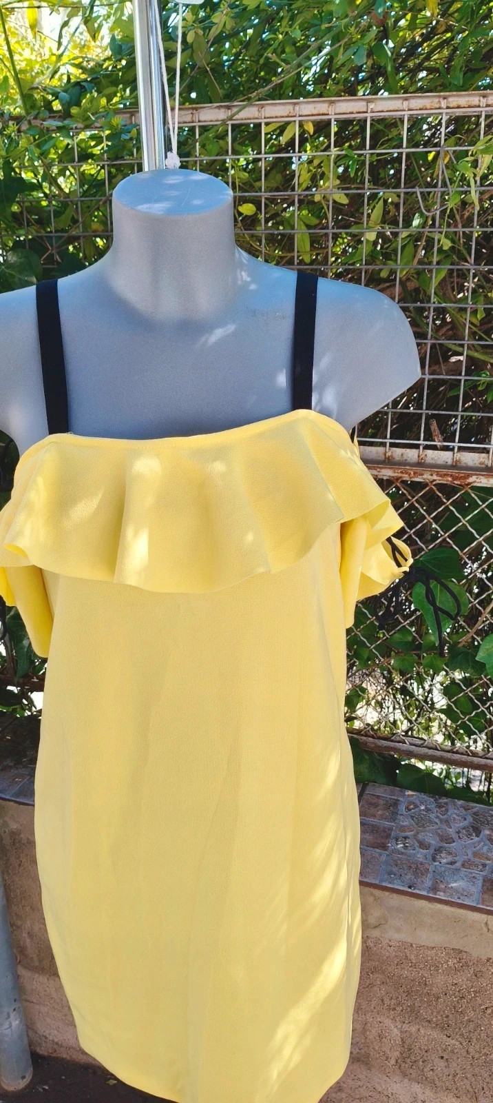 Vestido Zara Amarillo - Hombros Descubiertos y Volantes 🌈 – Zara – taille S / 36 / 8 4