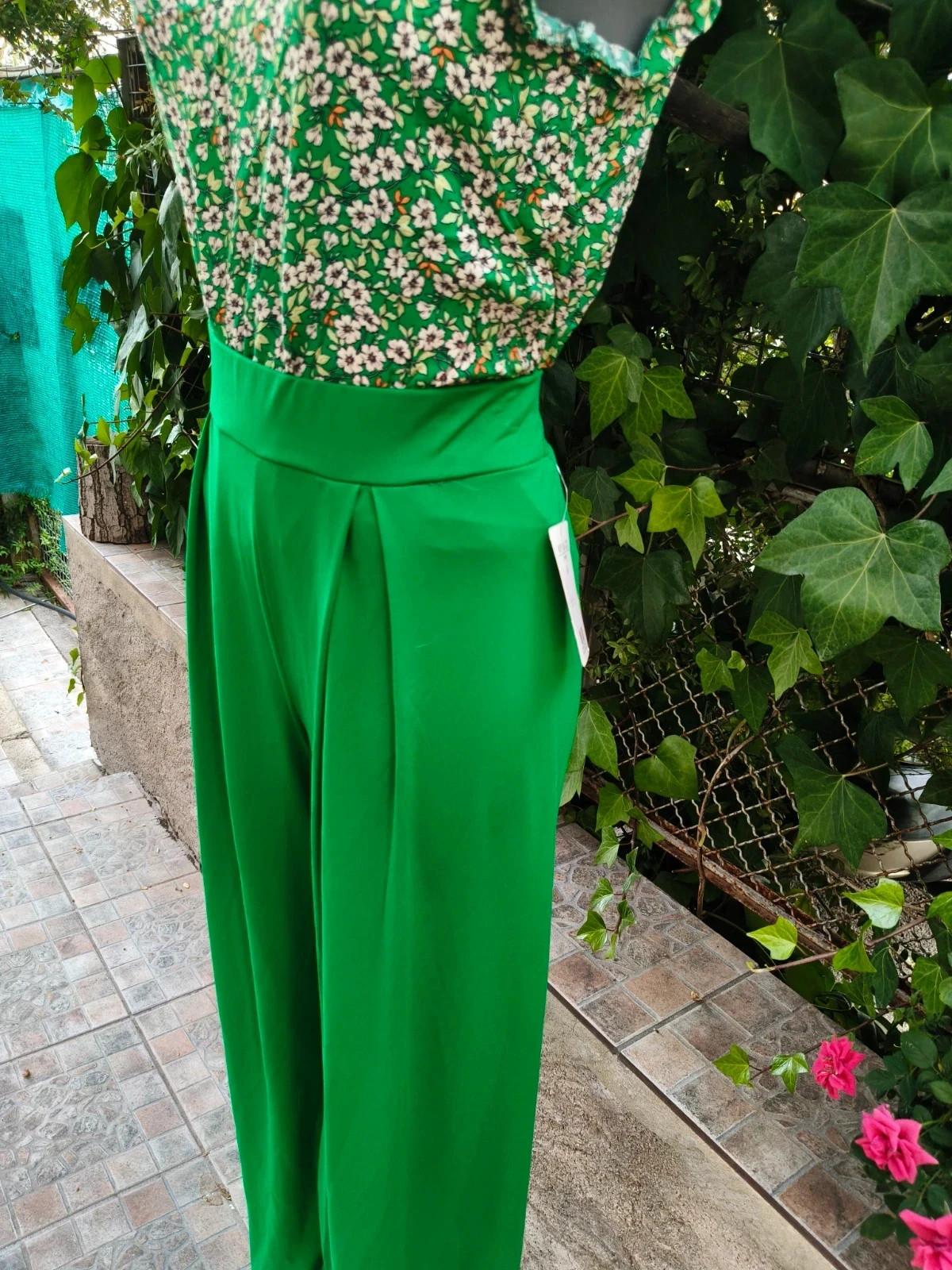 Pantalon Ancho Verde Con Pinzas 🌈 – Boutique Bohéme – taille S / 36 / 8 4