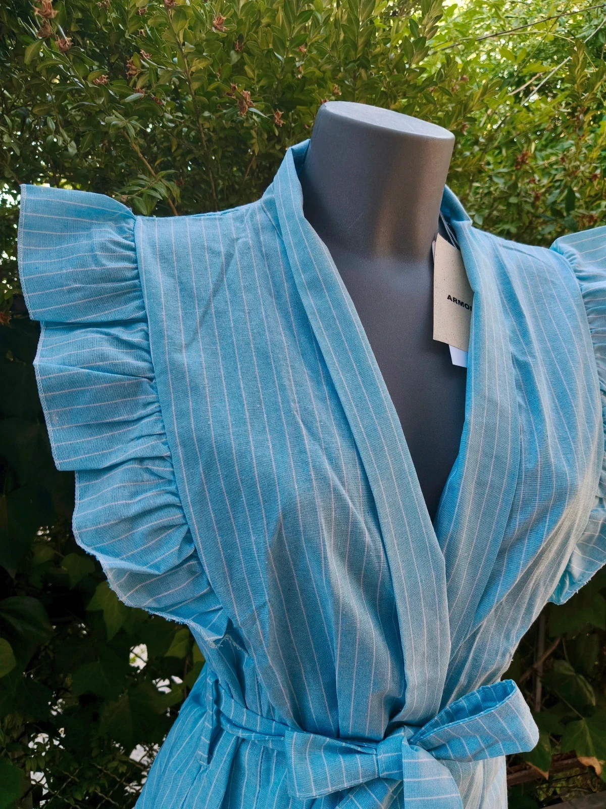 Blusa cruzada azul con rayas y volantes Armonias 🌈 – Armonias – taille M / 38 / 10 4