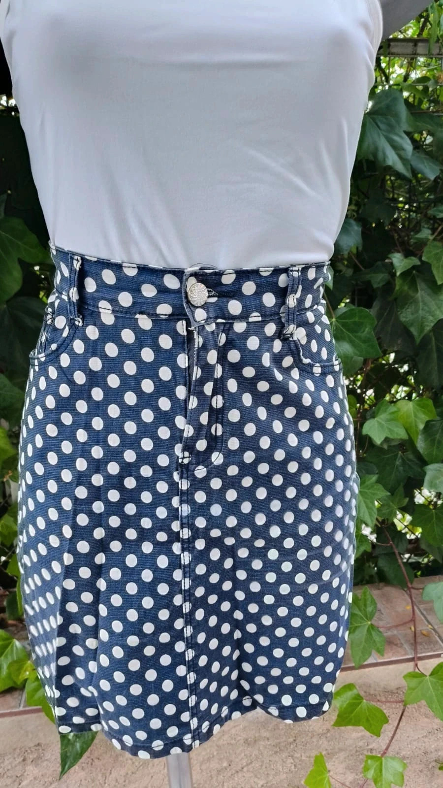Falda Vaquera de Lunares Retro - Talla 38-40 - Estilo 50s/60s 🌈 – Vintage Boutique – taille M / 38 / 10 4