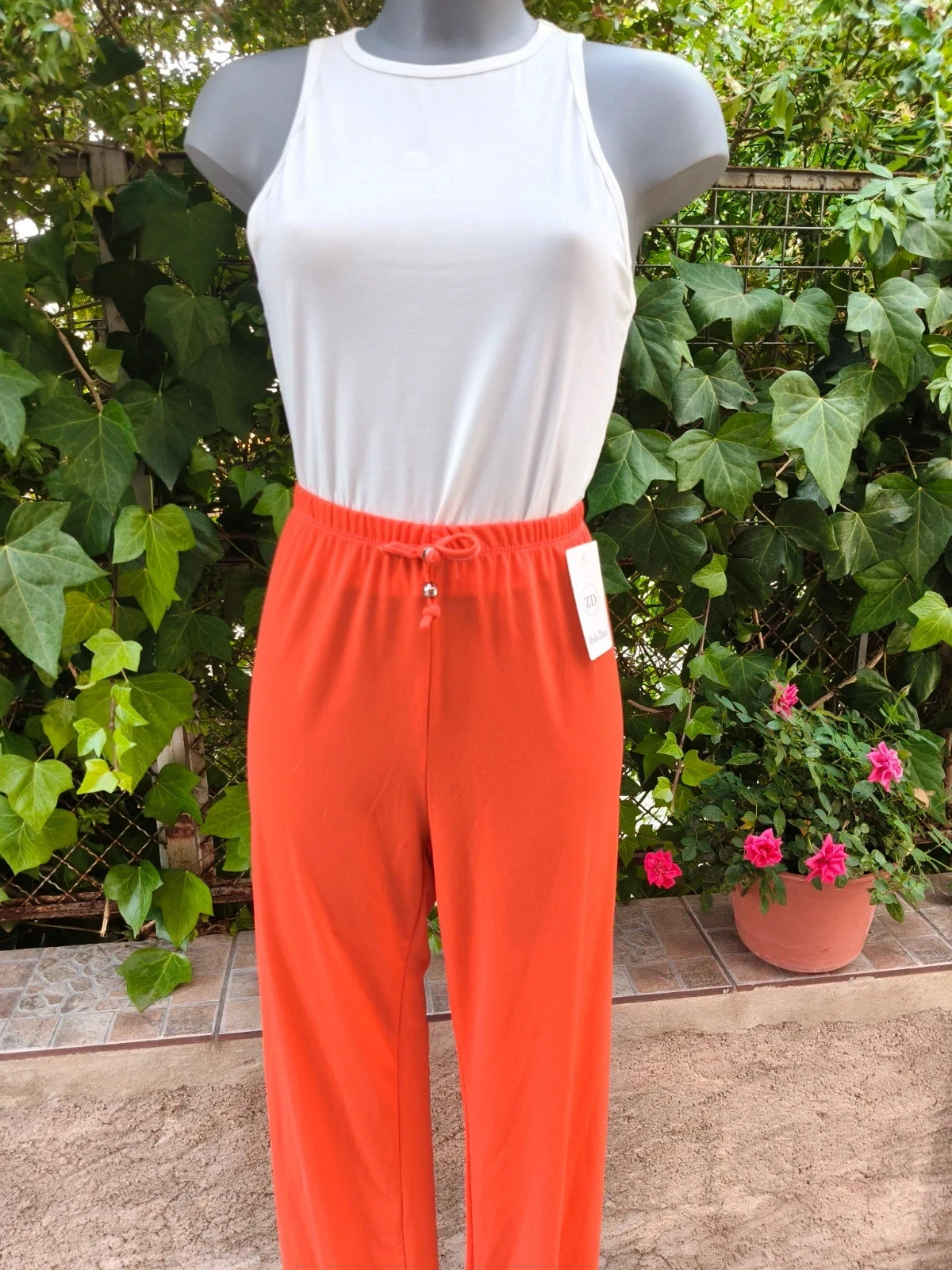 Pantalón Ancho Fluido Naranja 🍊 – Moda Zhou – taille L / 40 / 12 2