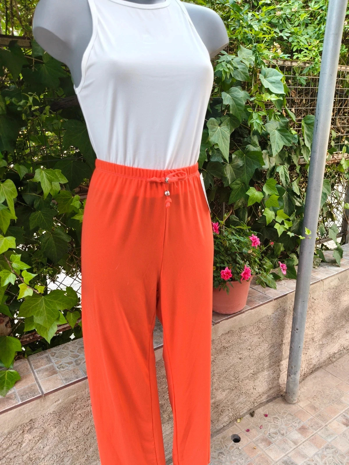 Pantalón Ancho Fluido Naranja 🍊 – Moda Zhou – taille L / 40 / 12 5