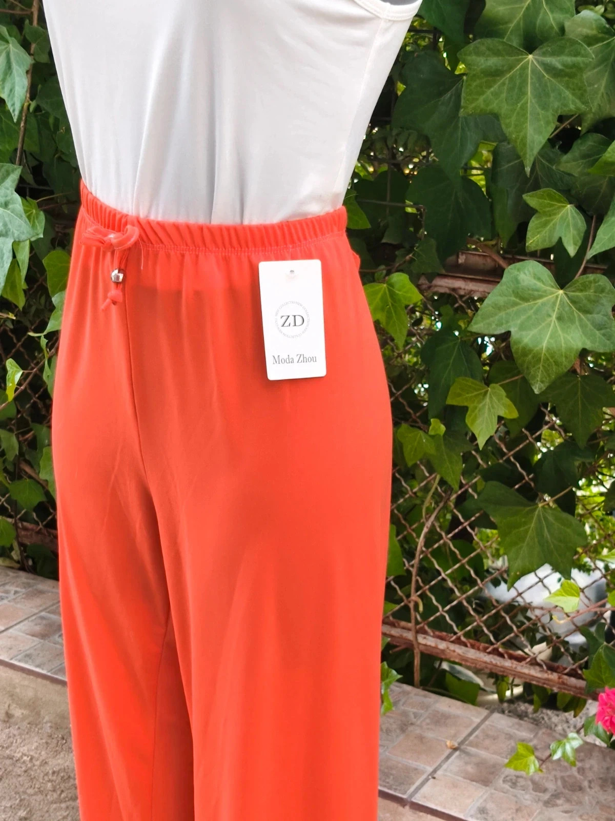 Pantalón Ancho Fluido Naranja 🍊 – Moda Zhou – taille L / 40 / 12 4