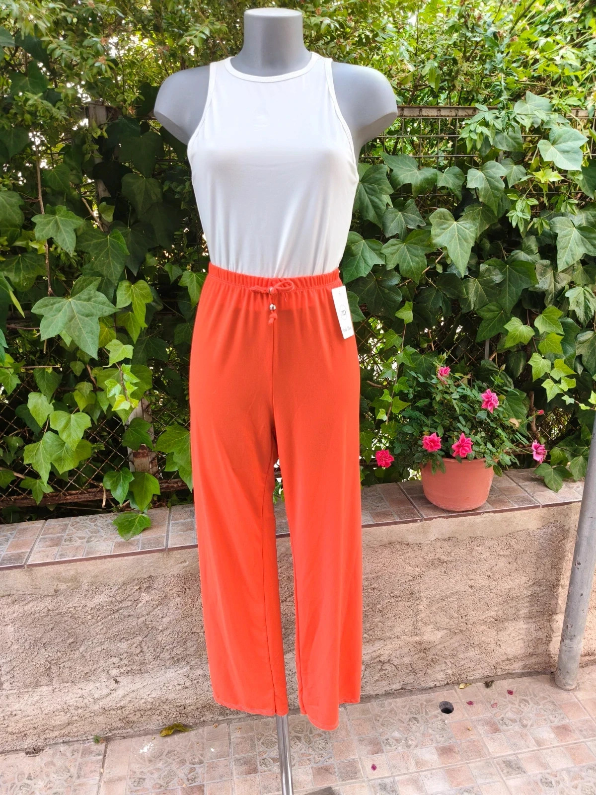 Pantalón Ancho Fluido Naranja 🍊 – Moda Zhou – taille L / 40 / 12
