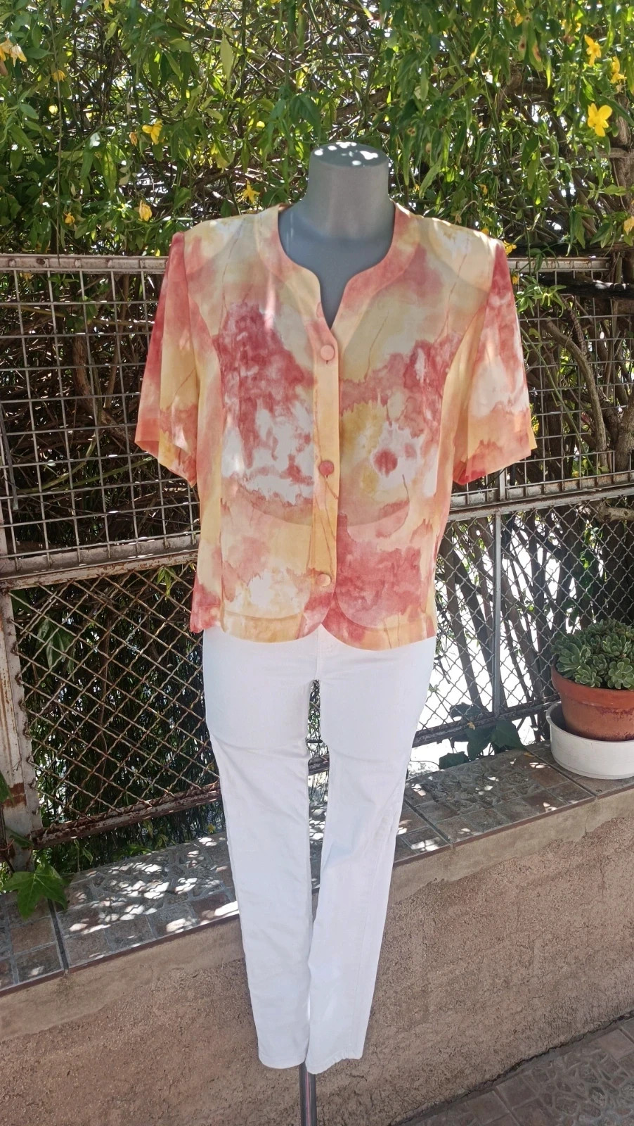 Blusa Vintage Estampado Acuarela - Talla L 🌈
