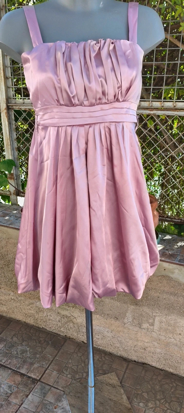 Vestido de fiesta satén rosa palo - Talle ajustable 🌈 – Cerezas – taille M / 38 / 10 3