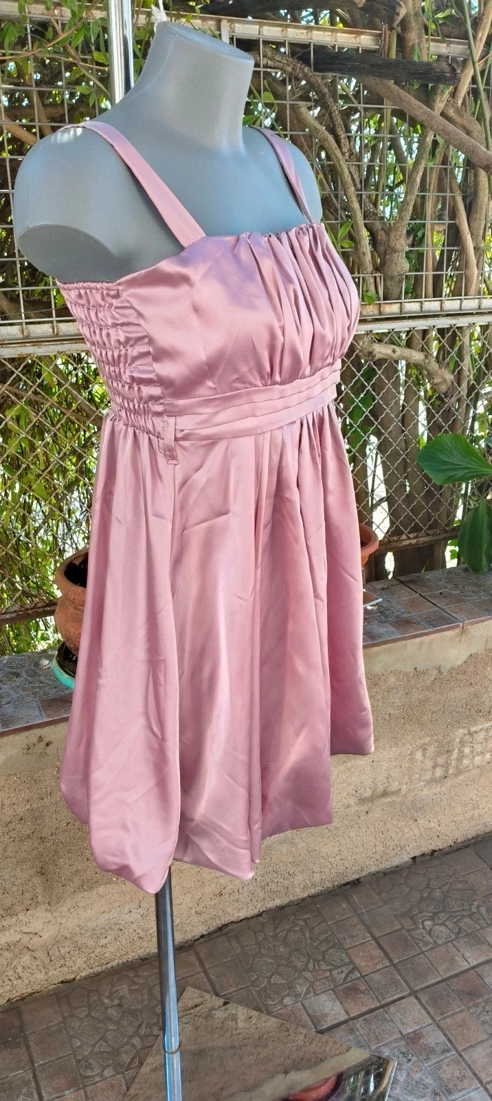 Vestido de fiesta satén rosa palo - Talle ajustable 🌈 – Cerezas – taille M / 38 / 10 5