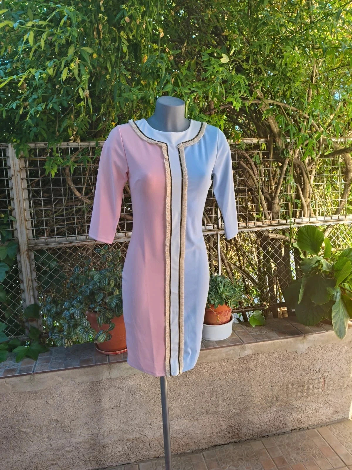 Vestido Color Block Pastel con Detalles de Flecos 🌈 – Sazalaxa – taille M / 38 / 10 2