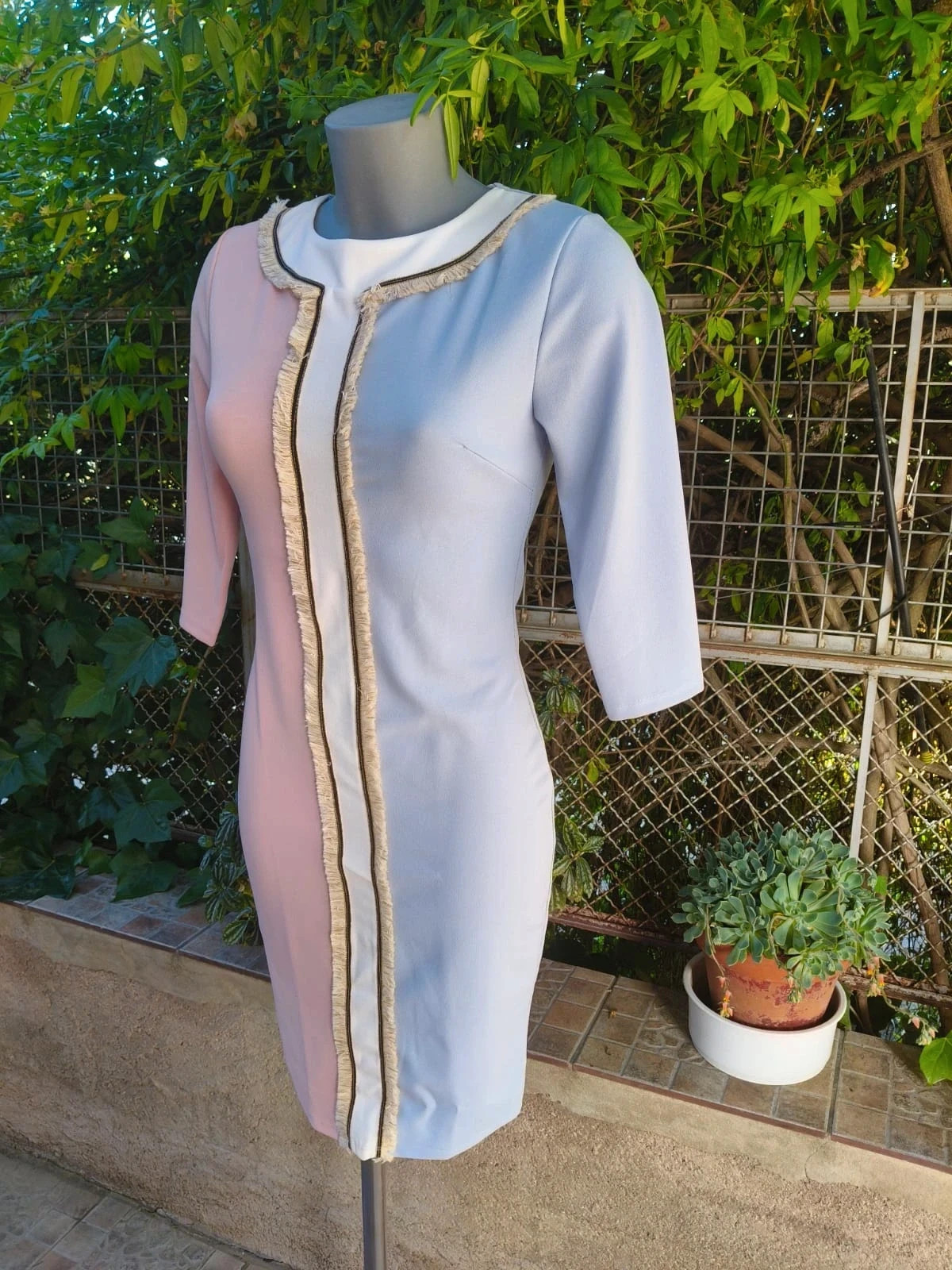 Vestido Color Block Pastel con Detalles de Flecos 🌈 – Sazalaxa – taille M / 38 / 10 4