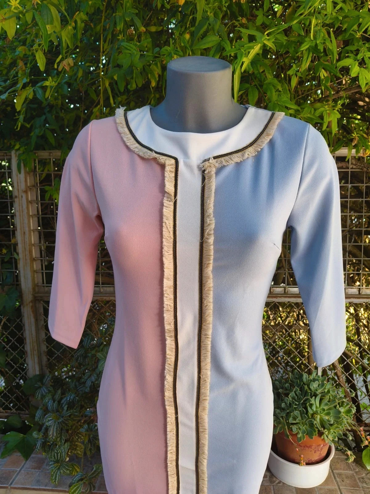 Vestido Color Block Pastel con Detalles de Flecos 🌈 – Sazalaxa – taille M / 38 / 10 3