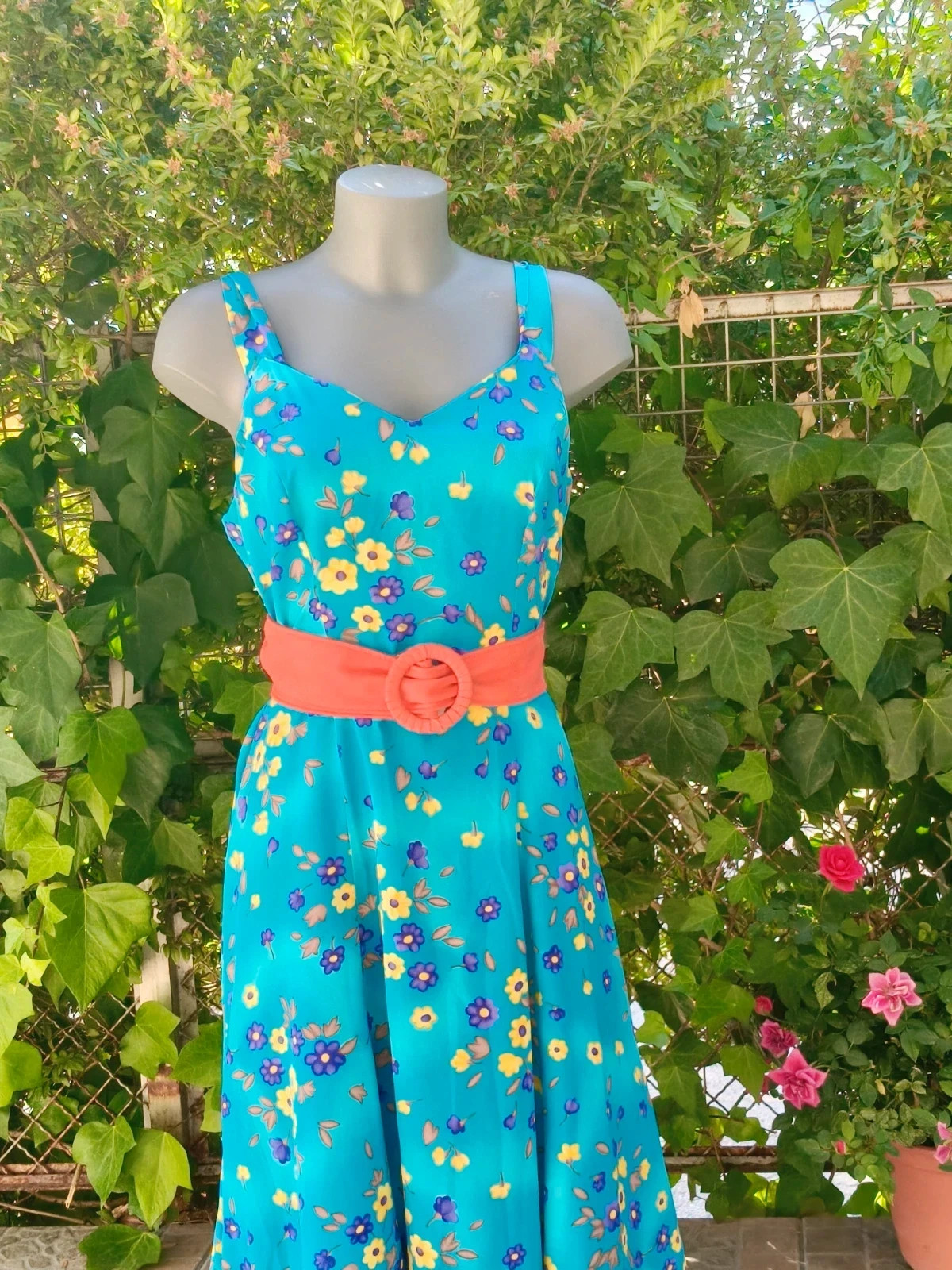 Vestido Floral Azul con Escote en V - Olga Rovira 🌈 – Olga Rovira – taille L / 40 / 12 2
