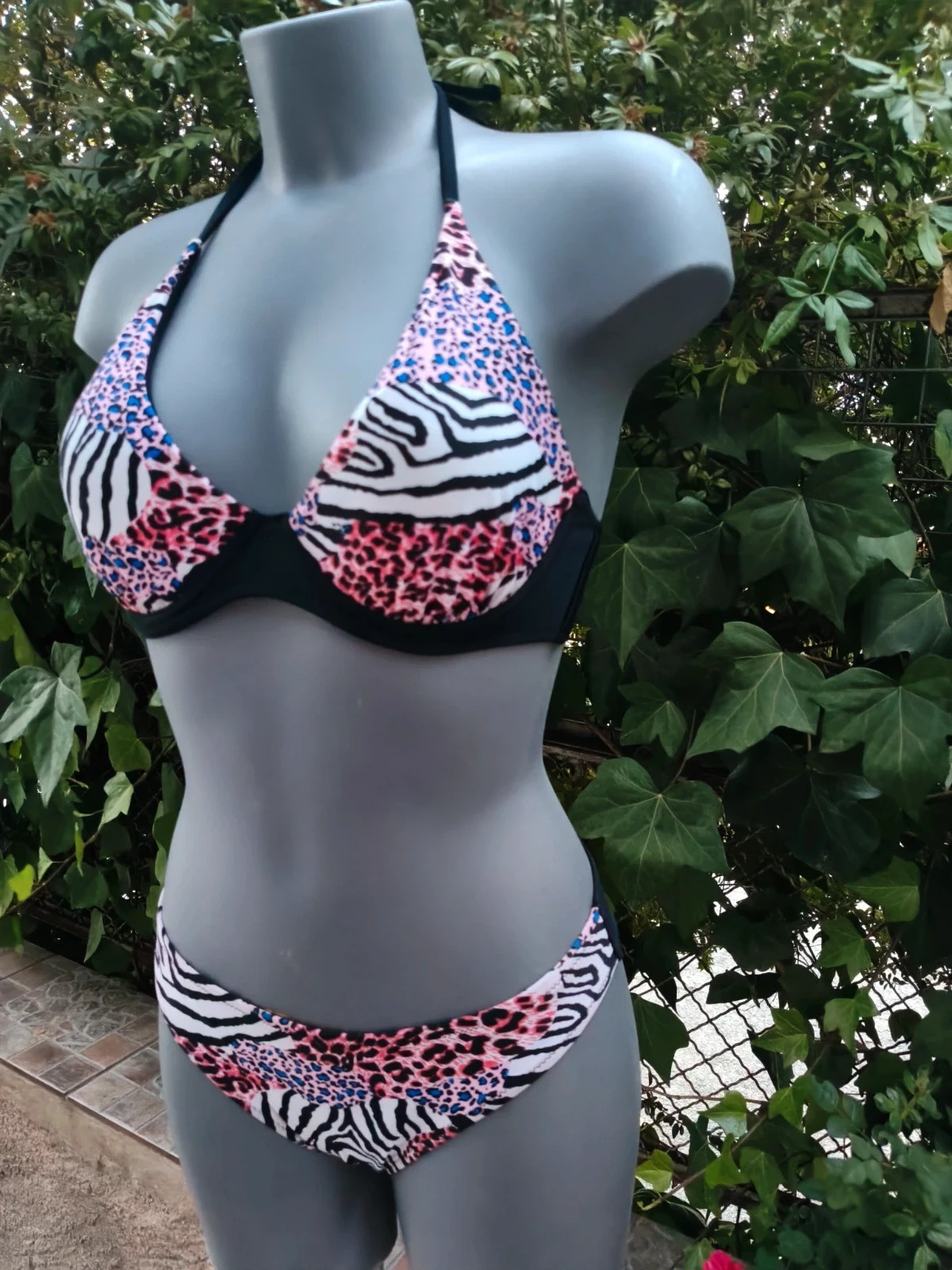 Bikini Estampado Animal Print Leopardo y Cebra 🌈 – Marine – taille L / 40 / 12 5