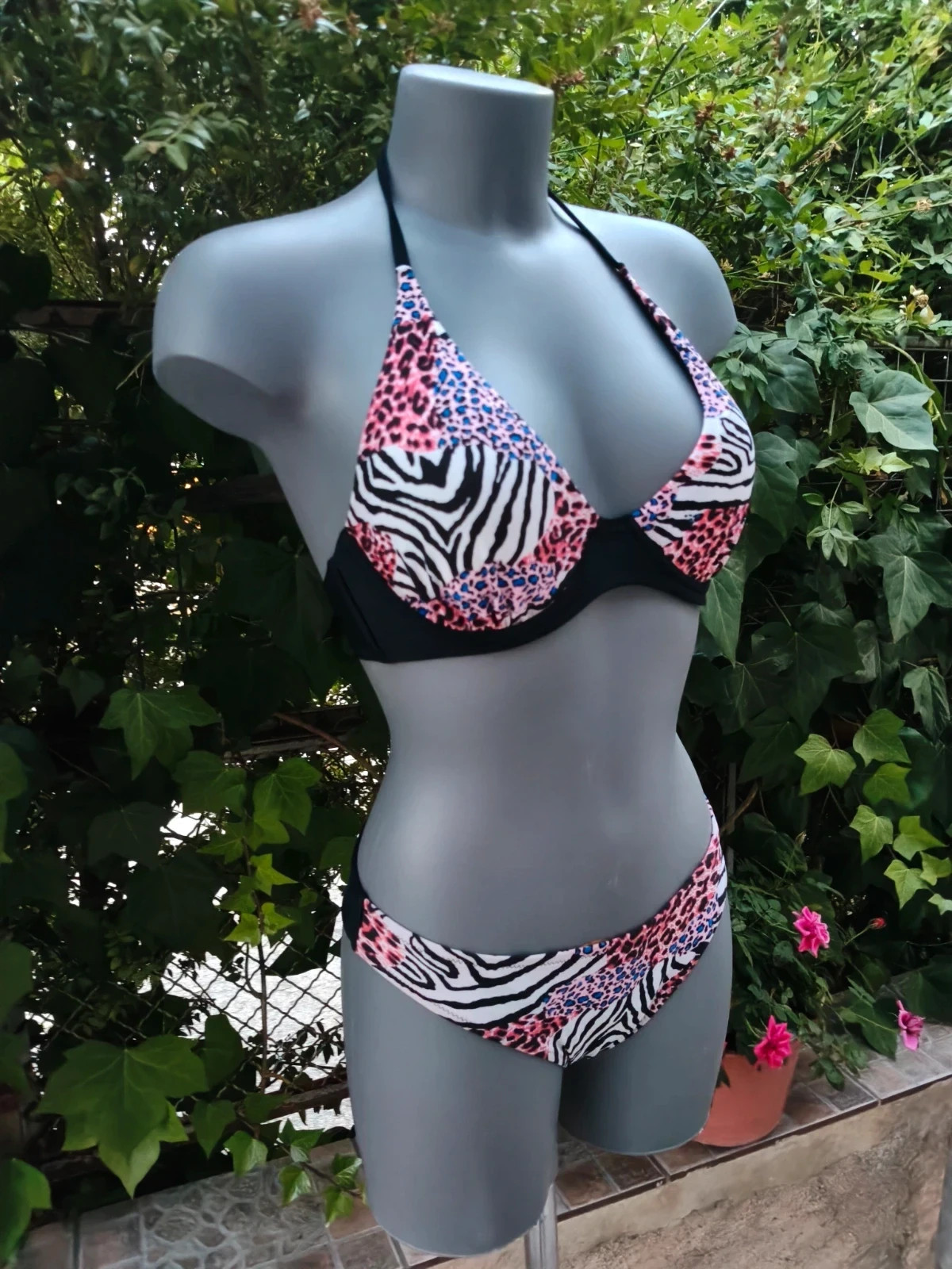 Bikini Estampado Animal Print Leopardo y Cebra 🌈 – Marine – taille L / 40 / 12 4