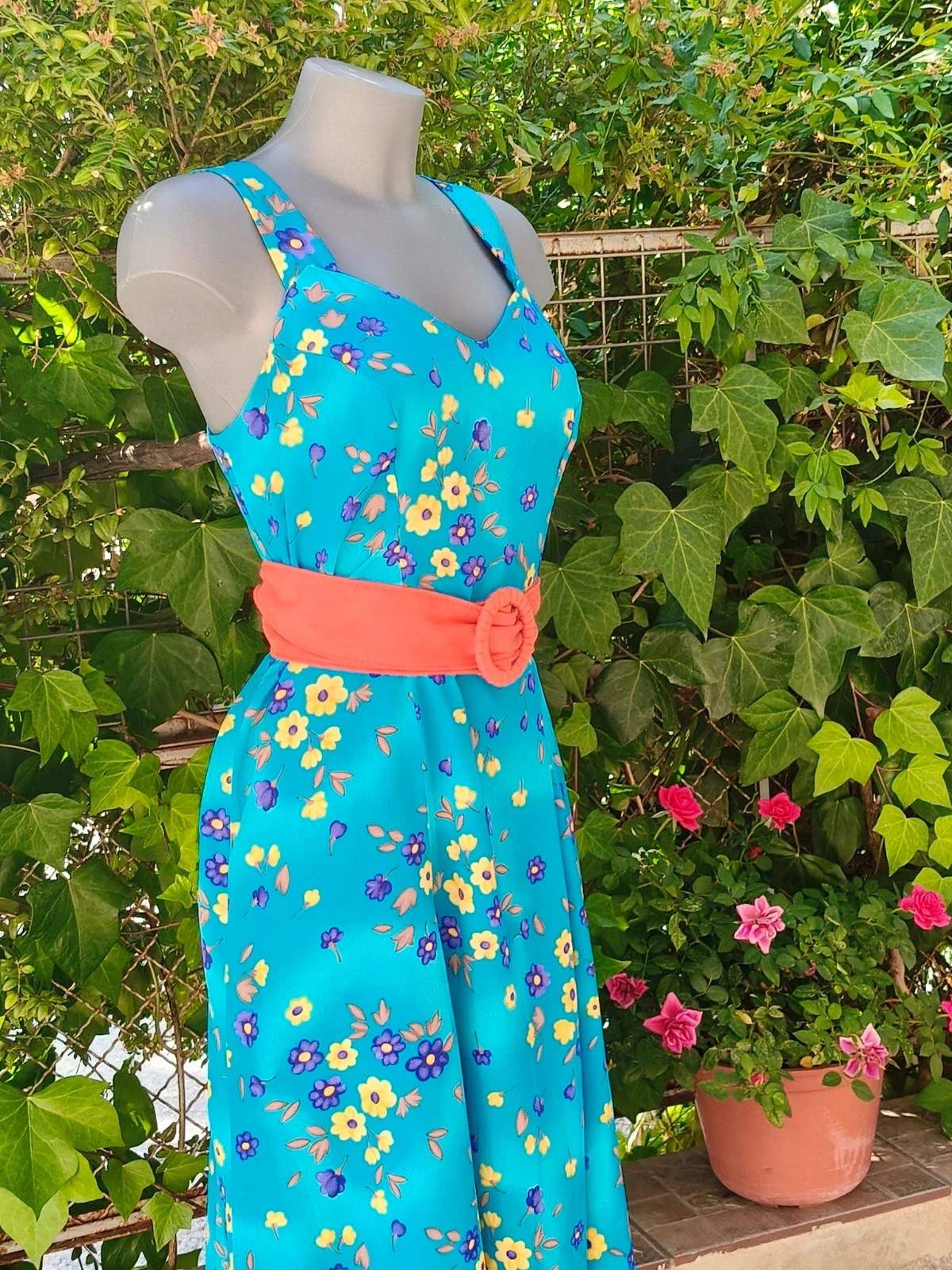 Vestido Floral Azul con Escote en V - Olga Rovira 🌈 – Olga Rovira – taille L / 40 / 12 5