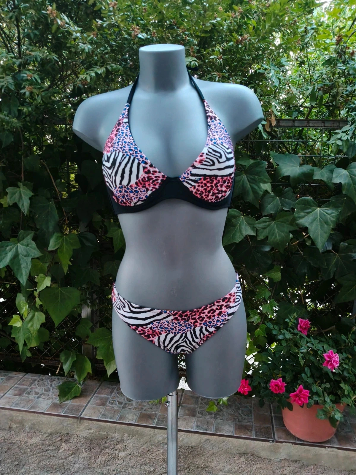 Bikini Estampado Animal Print Leopardo y Cebra 🌈 – Marine – taille L / 40 / 12
