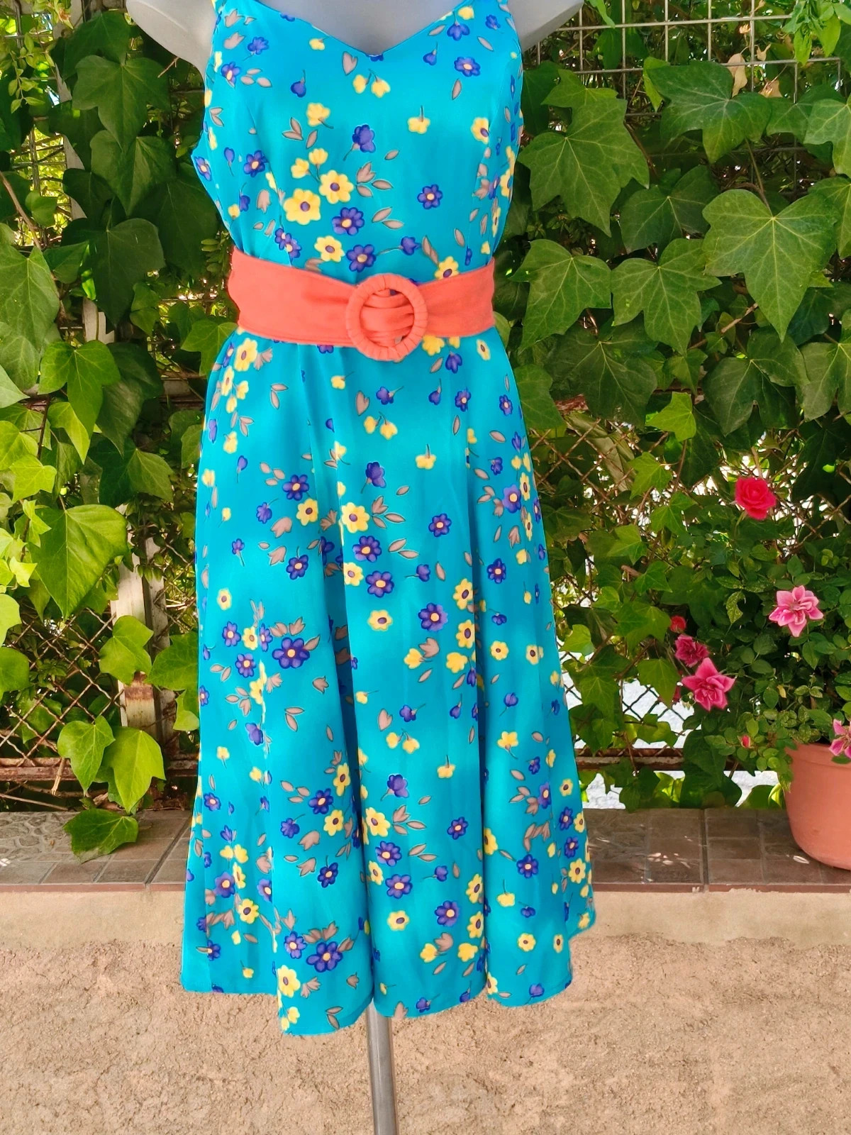 Vestido Floral Azul con Escote en V - Olga Rovira 🌈 – Olga Rovira – taille L / 40 / 12 3