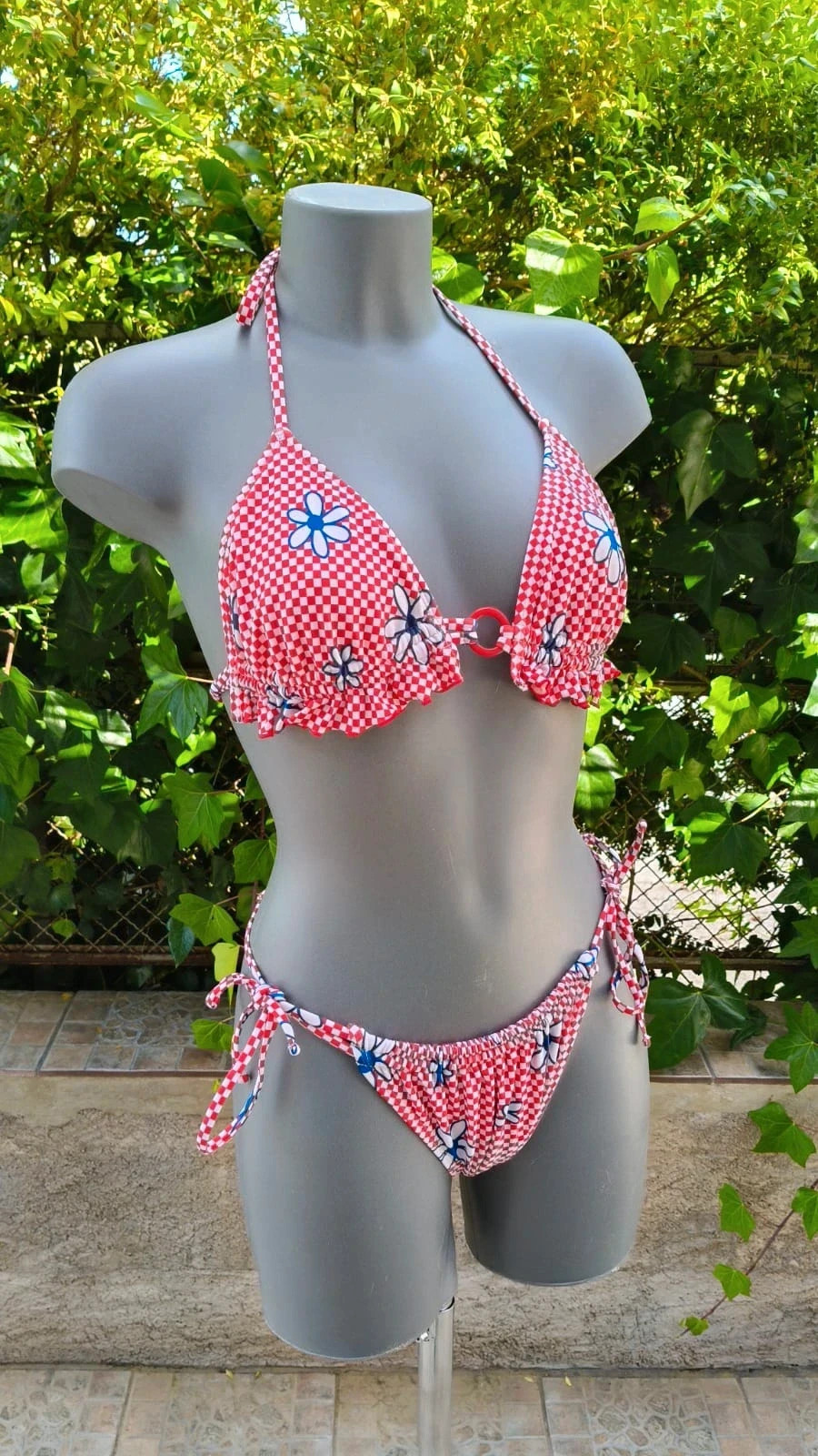 Bikini Estampado Floral y Rojo - Talla M – Summer – taille M / 38 / 10 3