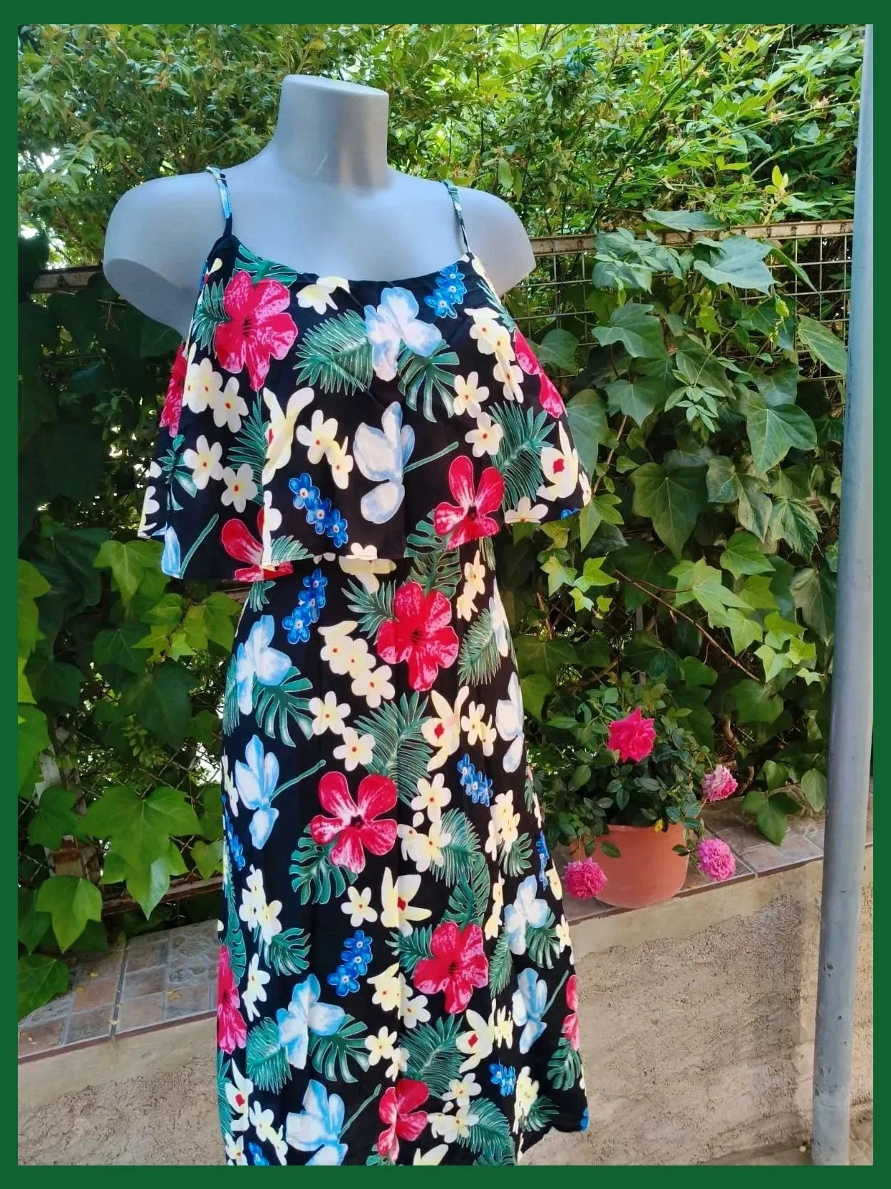 Vestido Playero Tropical con Volante – Talla L/XL 🌈 – Red Queen – taille L / 40 / 12 2