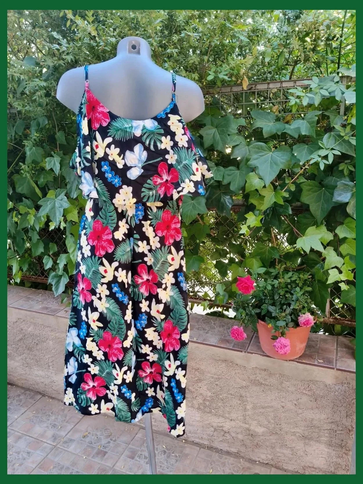 Vestido Playero Tropical con Volante – Talla L/XL 🌈 – Red Queen – taille L / 40 / 12 5