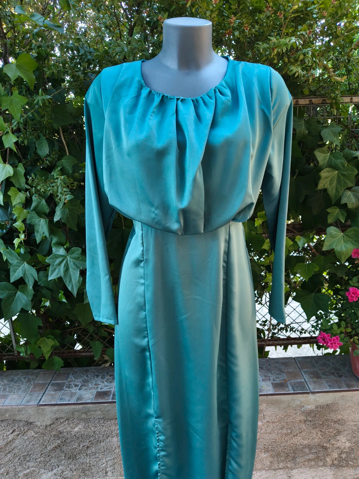 Vestido largo azul verdoso satinado elegante - Talla S/M 🌈 – Sazalaxa – taille S / 36 / 8 2