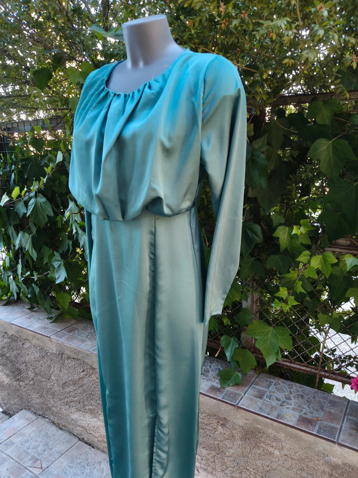 Vestido largo azul verdoso satinado elegante - Talla S/M 🌈 – Sazalaxa – taille S / 36 / 8 4