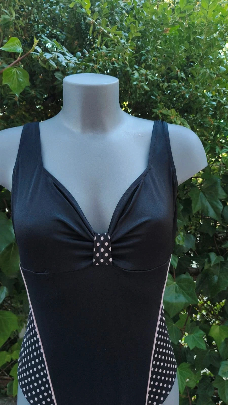 Bañador Negro Retro con Topos (Polka Dots) - Efecto Cintura 🌈 – Vintage Dressing – taille M / 38 / 10 3