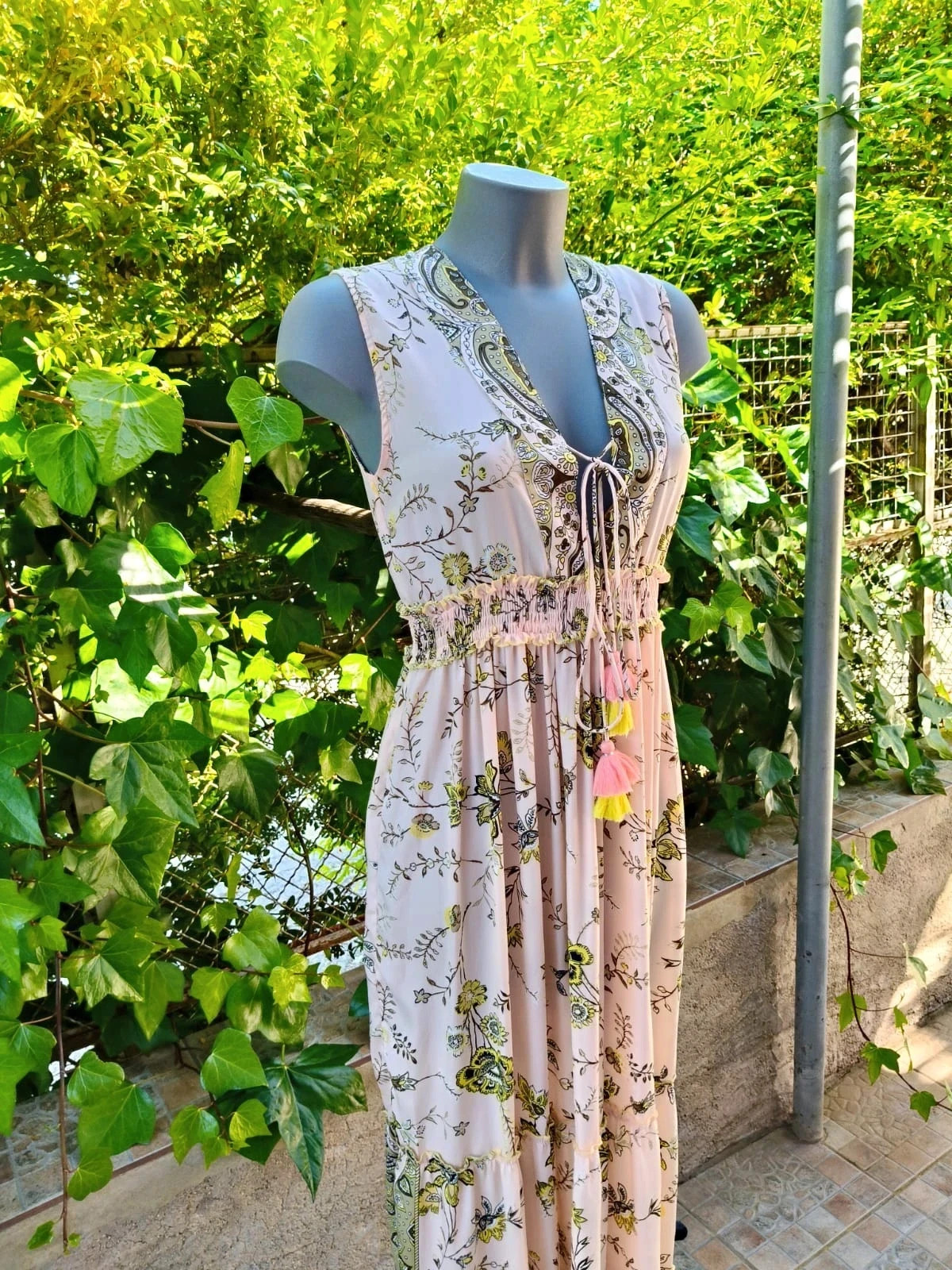 Vestido Largo Boho Chic con Detalles de Pompones – Golden Days Paris 🌈 – Golden Days – taille M / 38 / 10 4