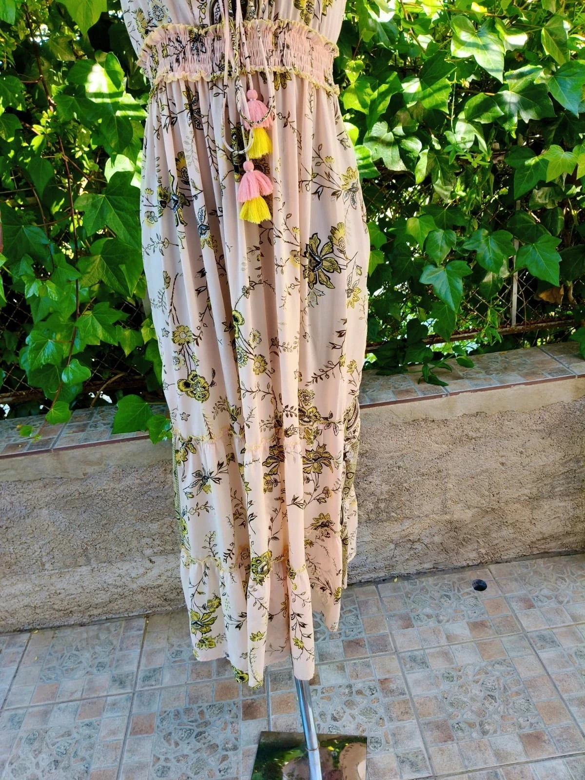 Vestido Largo Boho Chic con Detalles de Pompones – Golden Days Paris 🌈 – Golden Days – taille M / 38 / 10 5