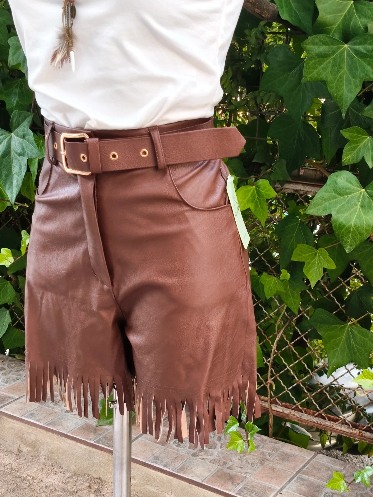 Shorts Marrones Polipiel Flecos 🌈 – La Boutique – taille S / 36 / 8 3