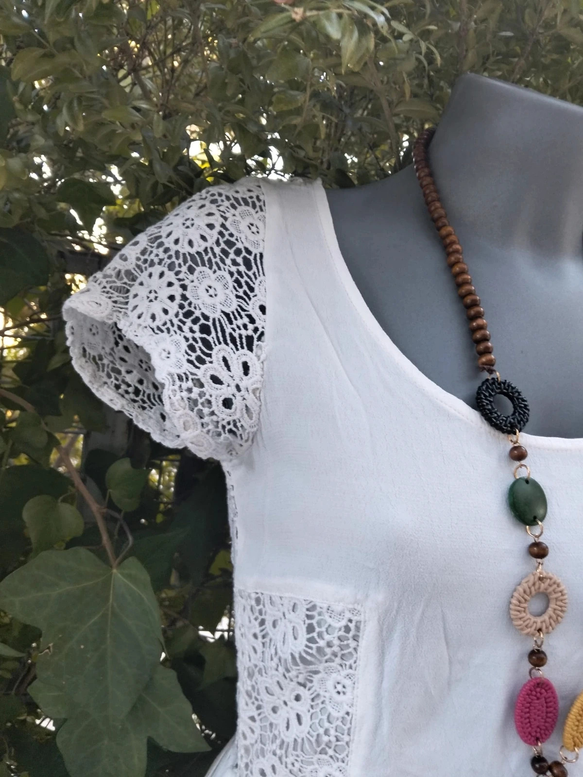Vestido blanco con encaje y espalda escotada 🌈 – Mademoiselle R – taille M / 38 / 10 5