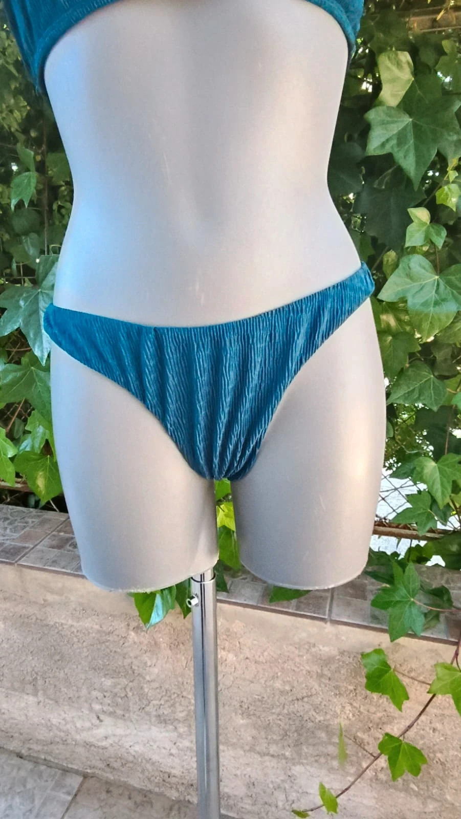 Bikini Bandeau Verde Botella - Efecto Arrugado/Rugoso – Playa – taille M / 38 / 10 4