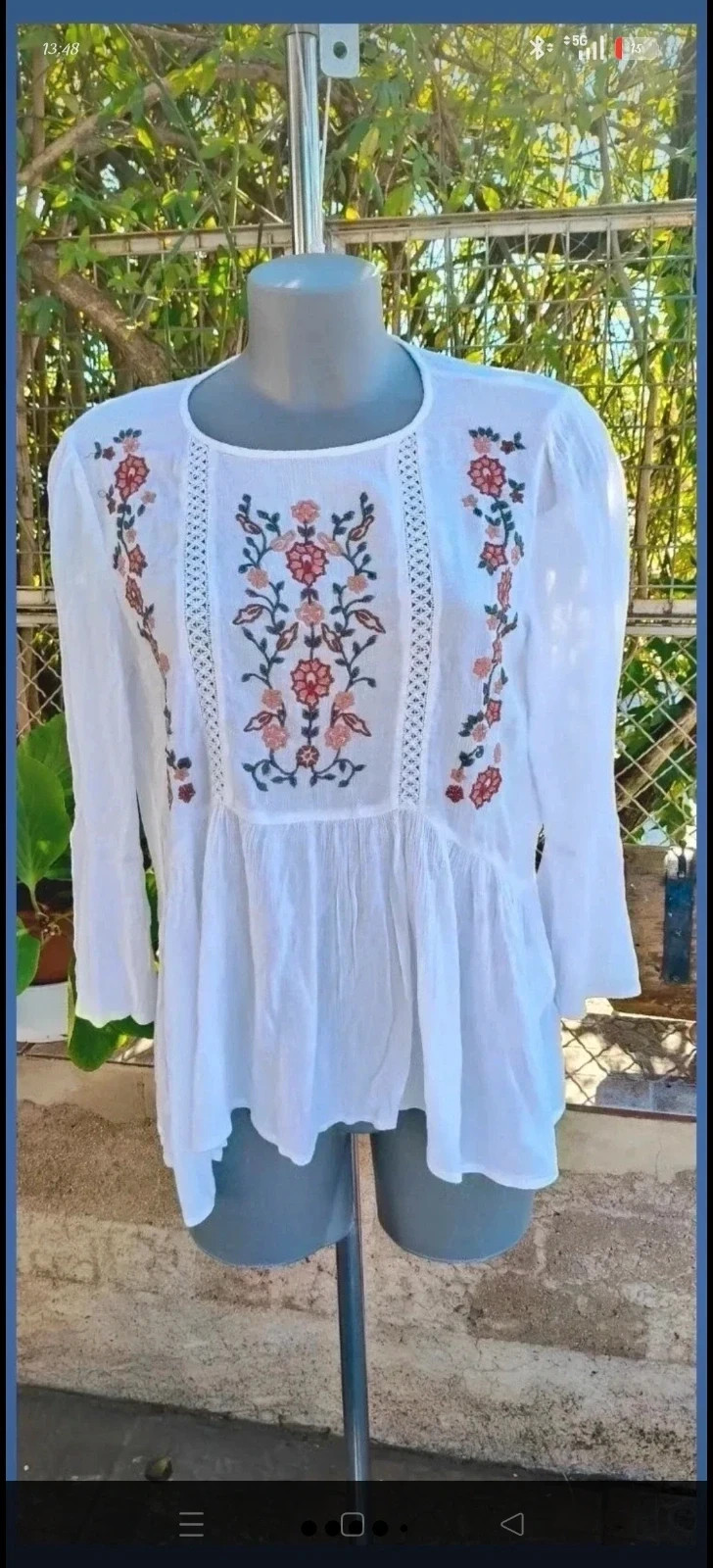 Blusa blanca con bordados florales 🌈 – Boutique Bohéme – taille M / 38 / 10 2