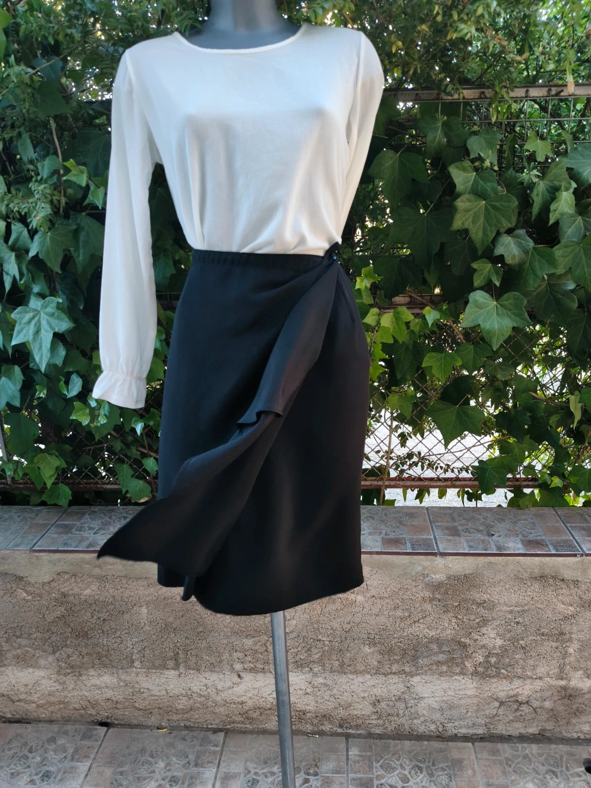 Falda midi negra elegante con drapeado Alba Fornari 🌈 – Alba Fornari – taille XL / 42 / 14 3
