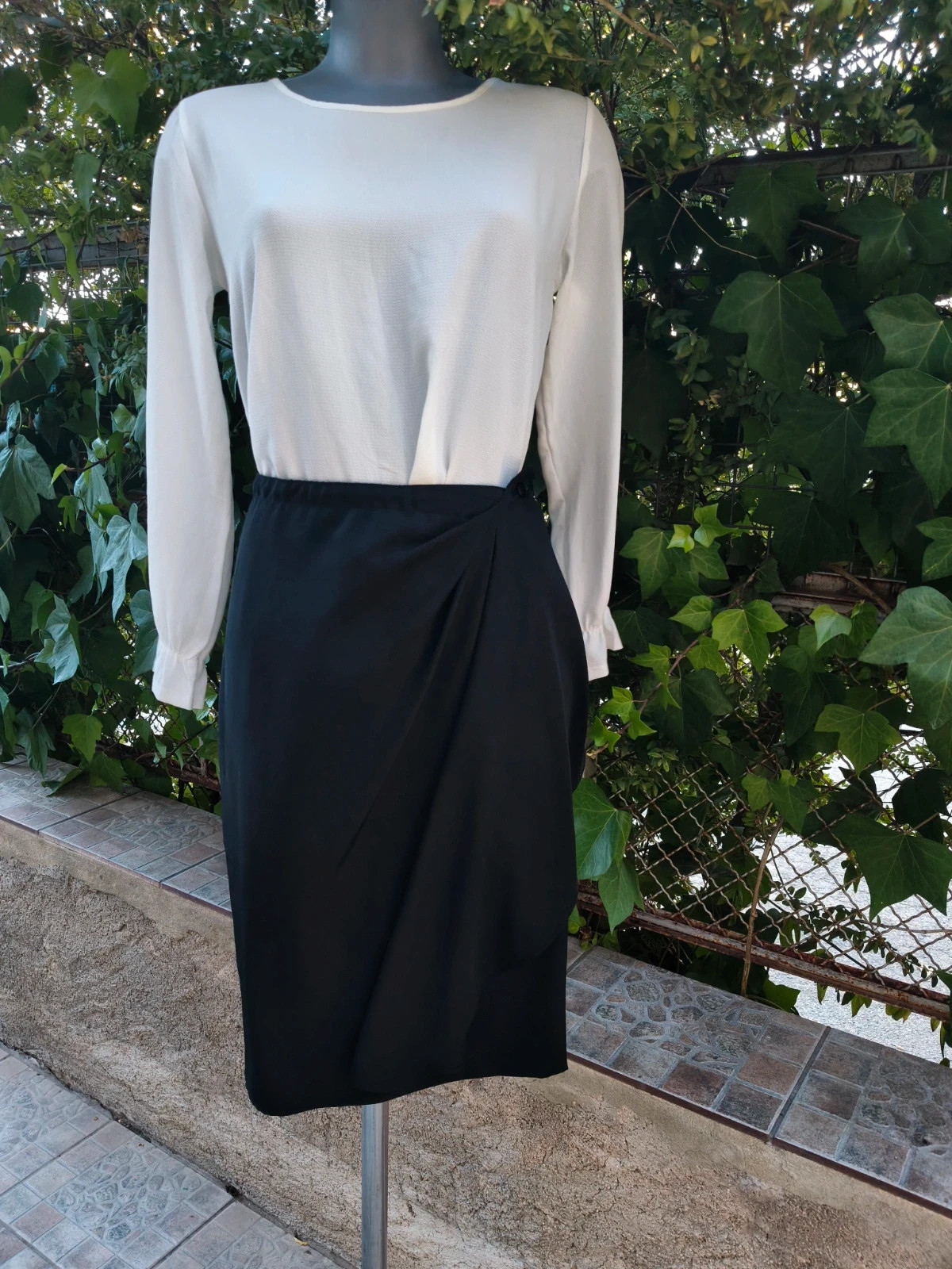 Falda midi negra elegante con drapeado Alba Fornari 🌈 – Alba Fornari – taille XL / 42 / 14 2