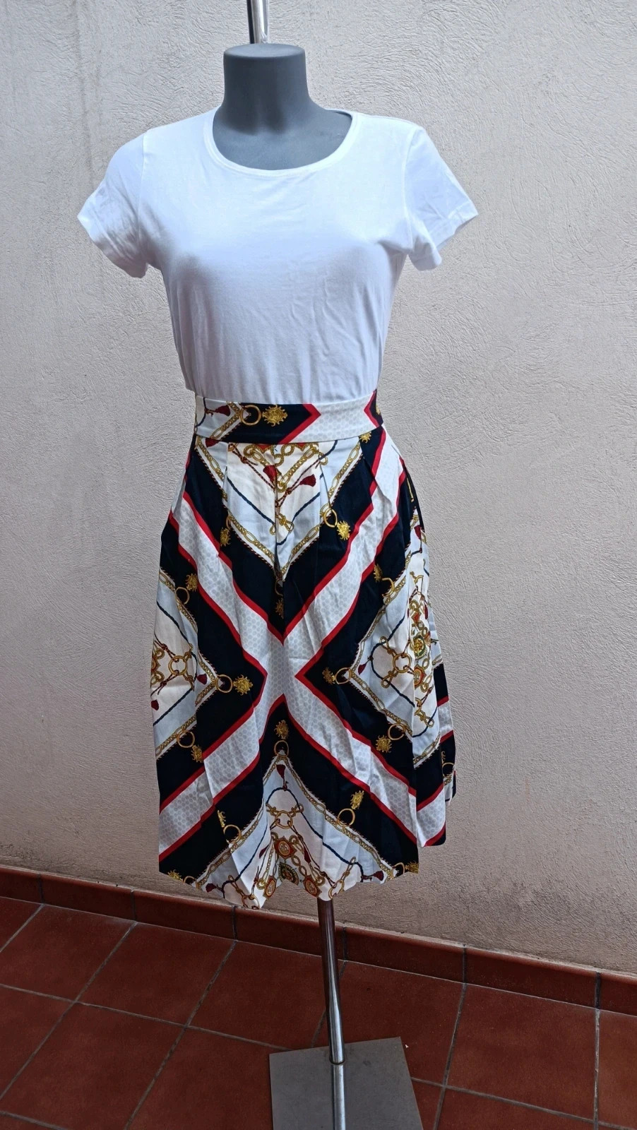 Falda Midi Orsay - Estampado Marinero de Cadenas 🌈