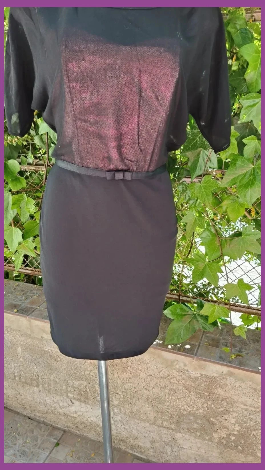Vestido de Fiesta con Cuerpo de Lentejuelas Rosas y Capa de Gasa Integrada 🌈 – La Boutique – taille S / 36 / 8 4