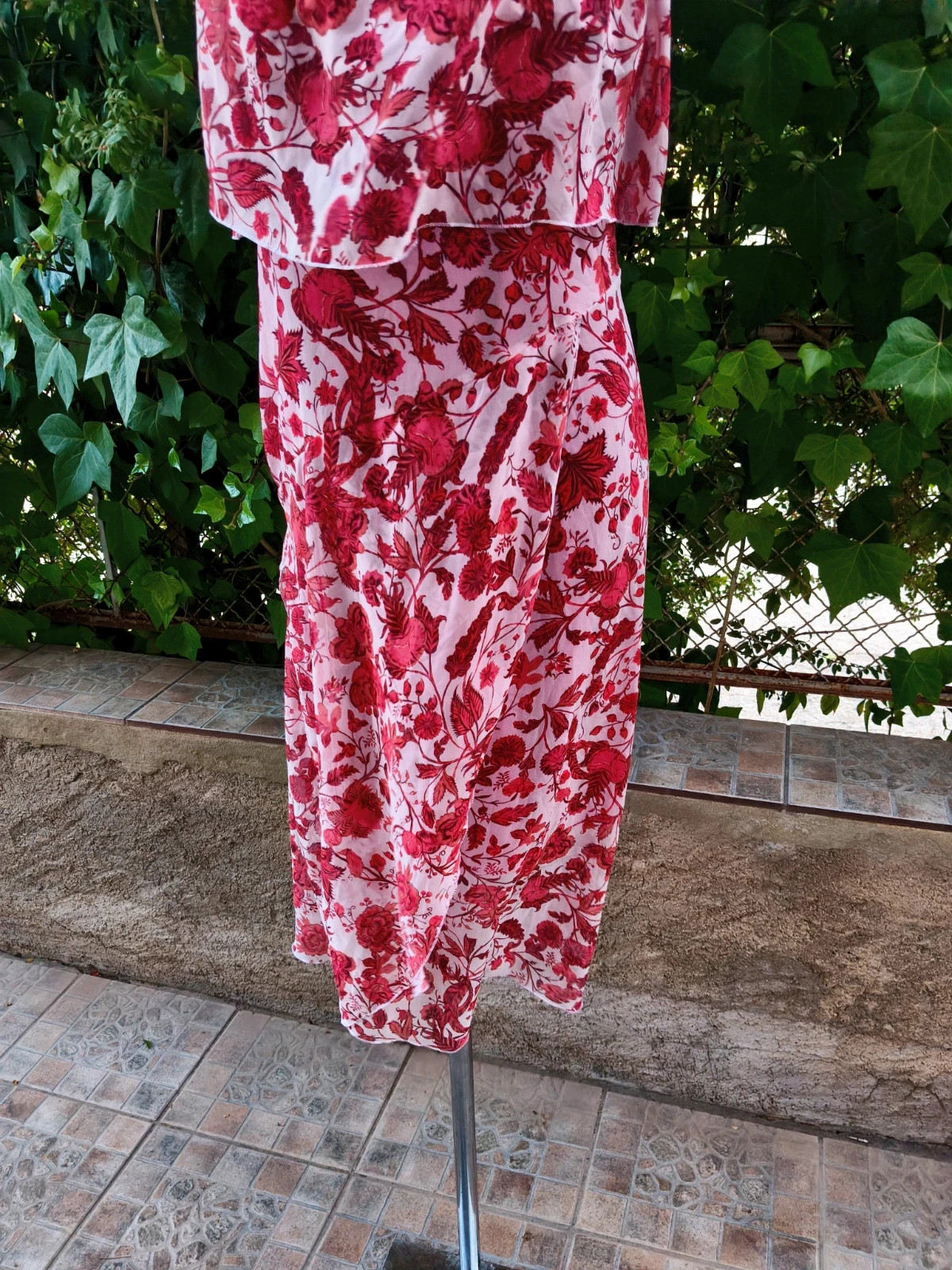 Vestido rosa con estampado floral rojo 🌈 – Summer – taille L / 40 / 12 3