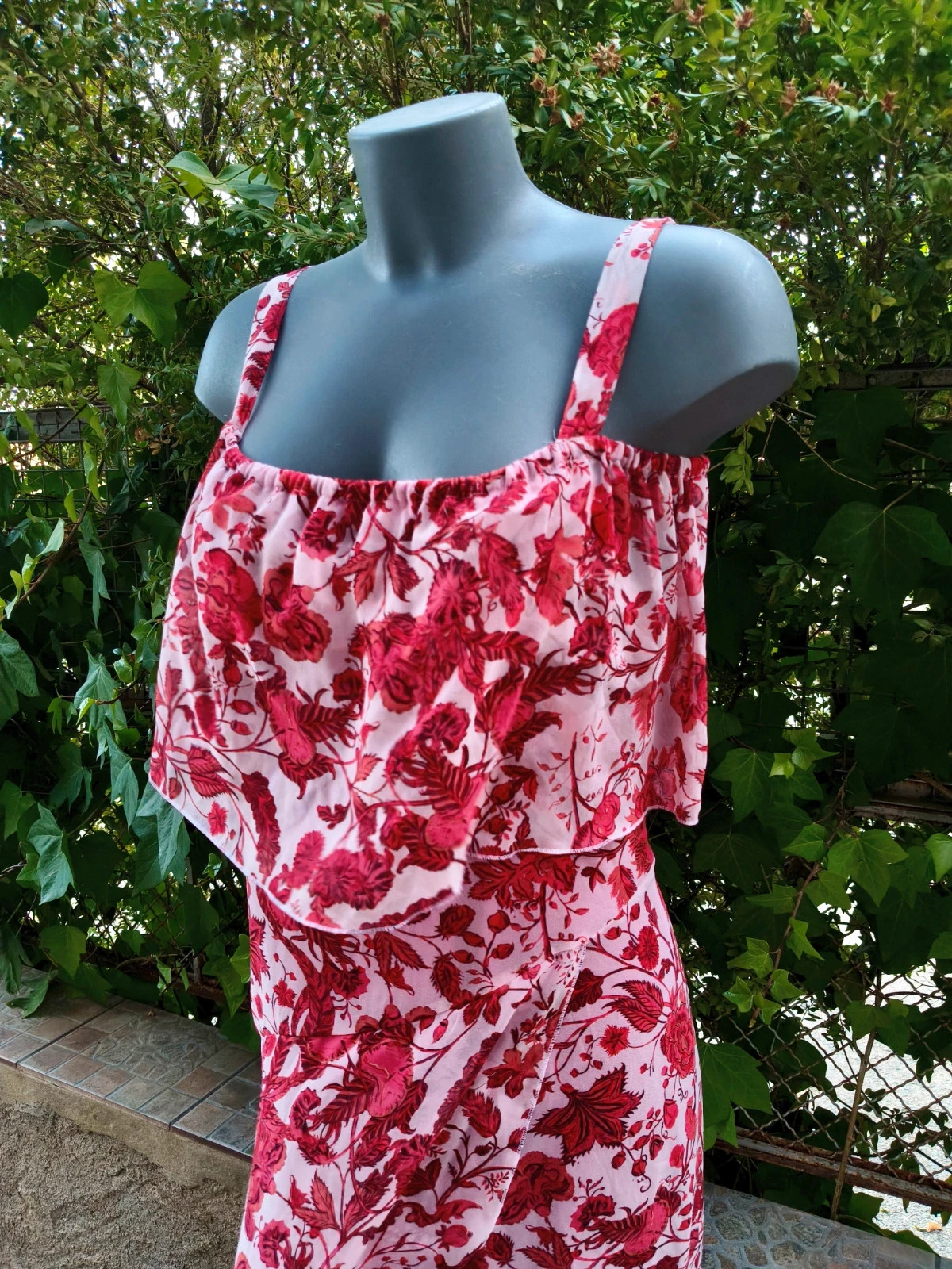 Vestido rosa con estampado floral rojo 🌈 – Summer – taille L / 40 / 12 4