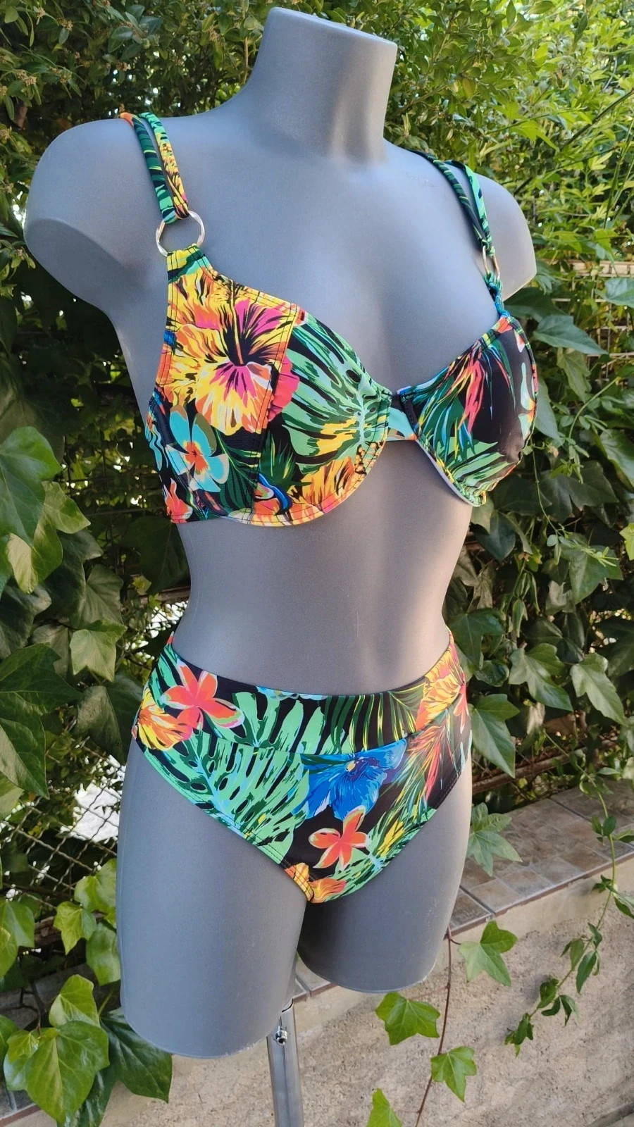 Bikini Tropical de Talle Alto - Nuevo y Colorido 🌈 – Summer – taille L / 40 / 12 5